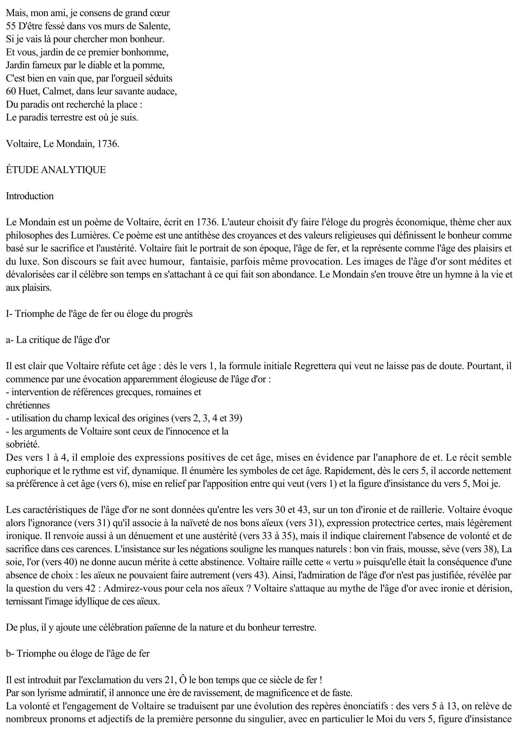 Prévisualisation du document Commentaire Composé : Voltaire, Le Mondain.