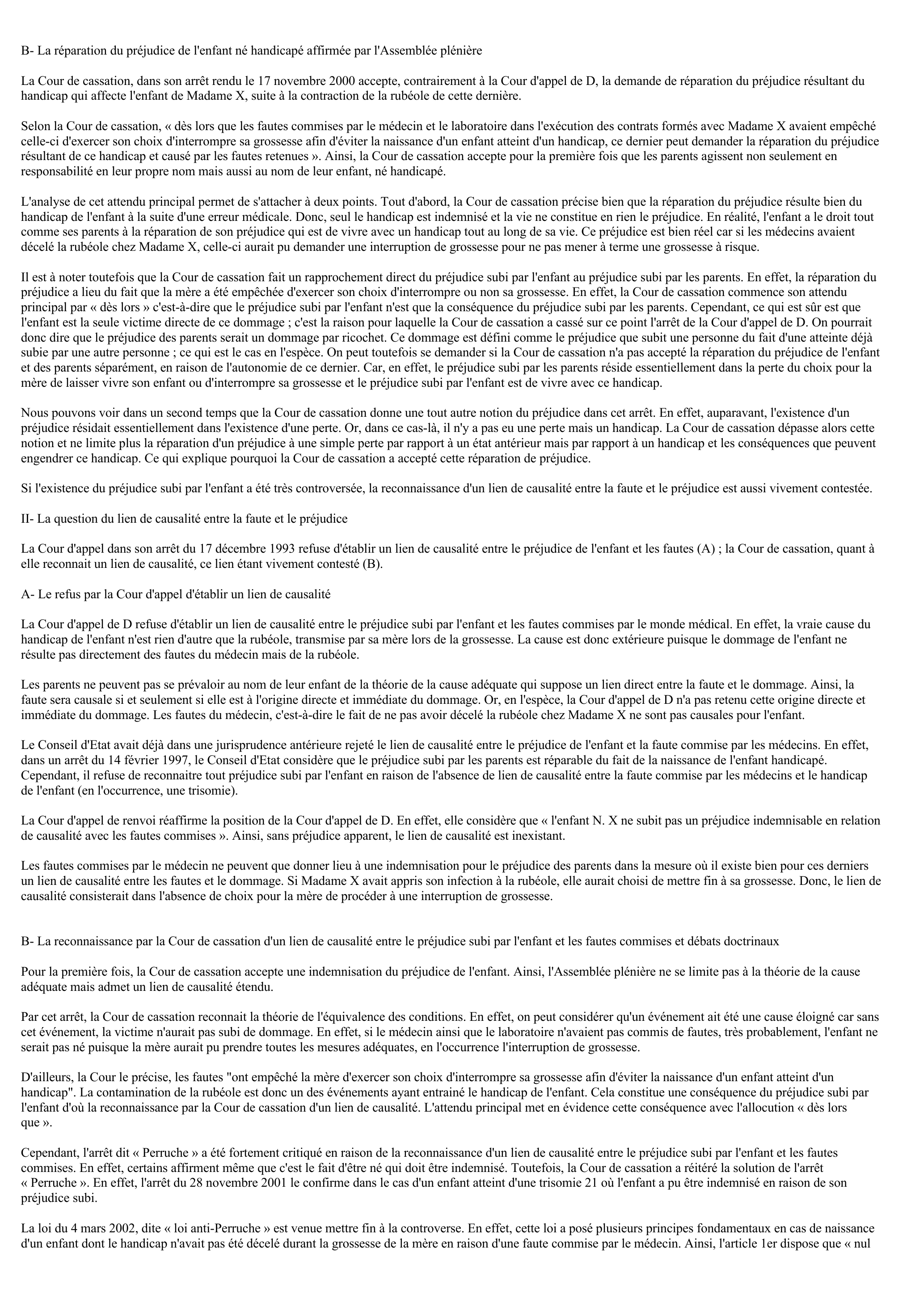 Prévisualisation du document Commentaire d'arrêt : Ass. Plén., 17 novembre 2000 (droit)