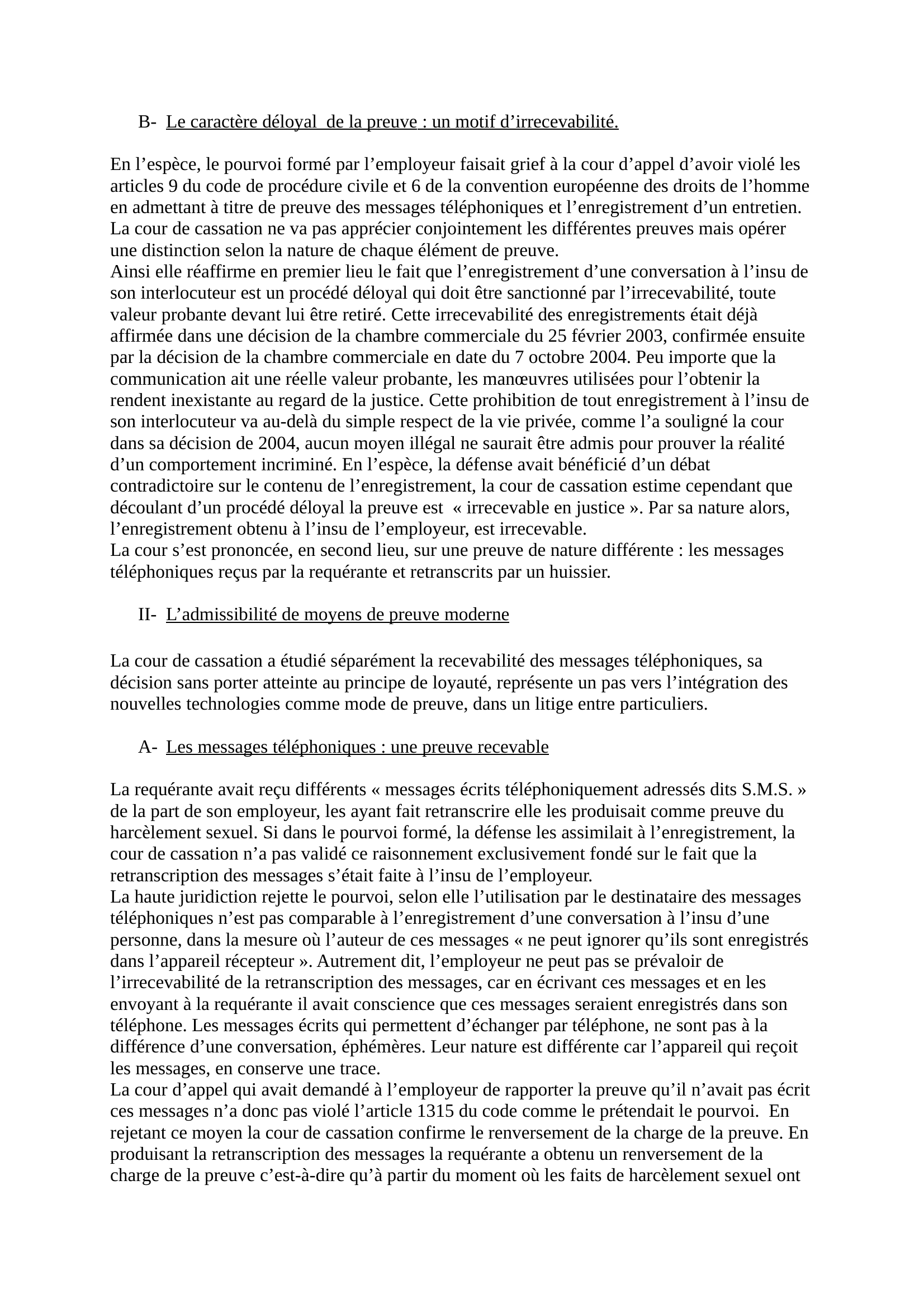 Prévisualisation du document commentaire d'arrêt de la chambre sociale de la cour de cassation du 23 mai 2007 (droit)