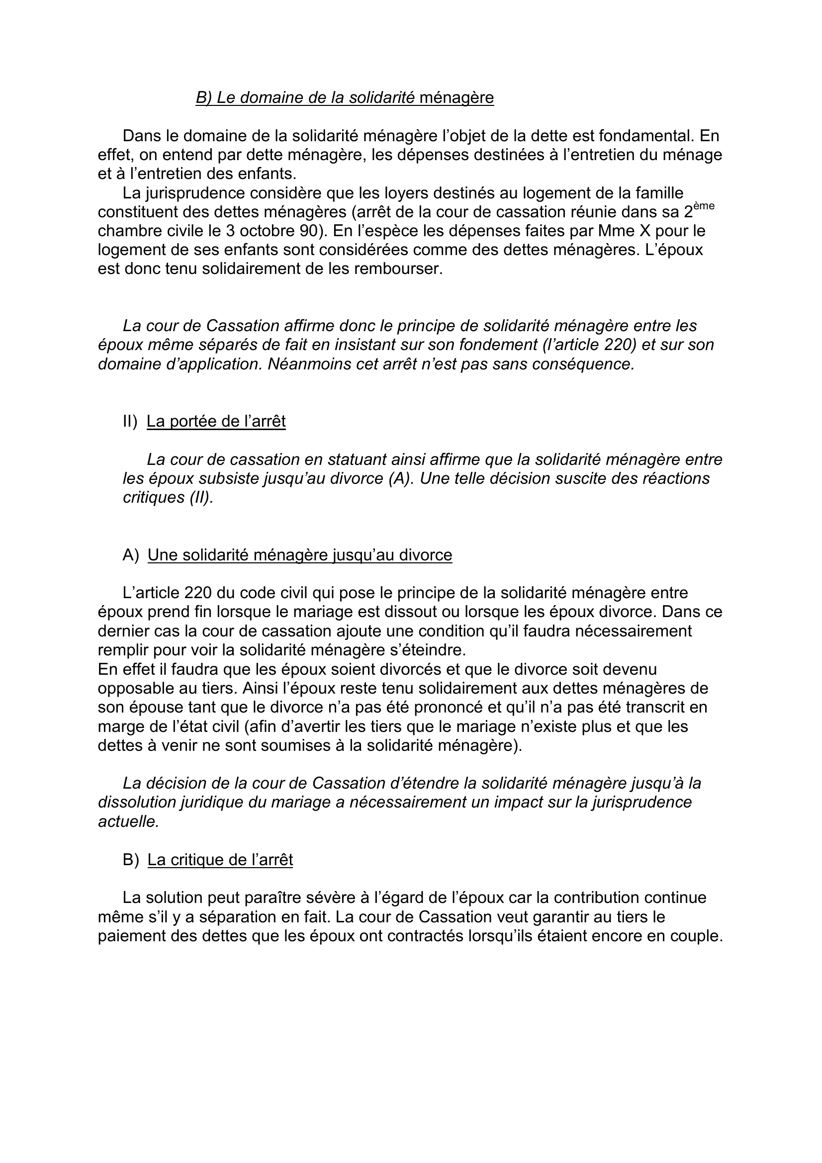 Prévisualisation du document Commentaire d'arret de la cour d'appel de Versailles (solidarité des époux)