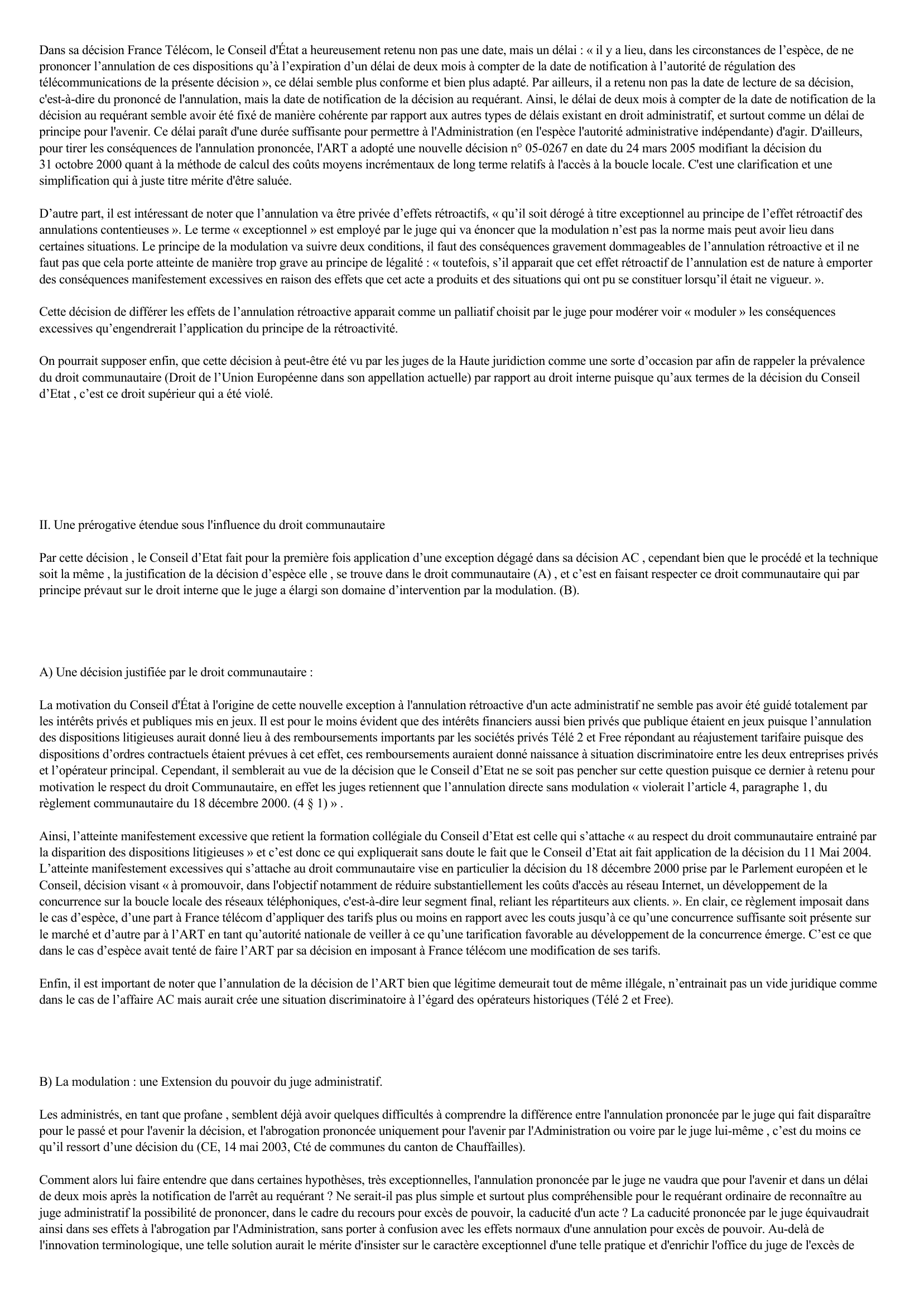 Prévisualisation du document Commentaire d’arrêt France TELECOM 25 FEV 2005 (droit)