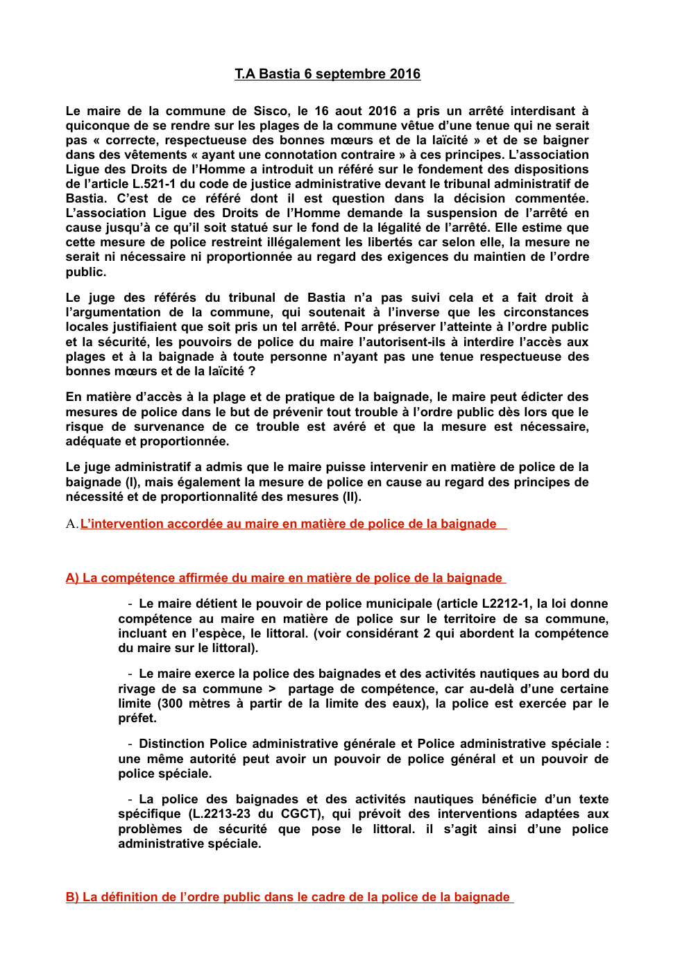 Prévisualisation du document Commentaire d’arrêt T.A Bastia 6 septembre 2016