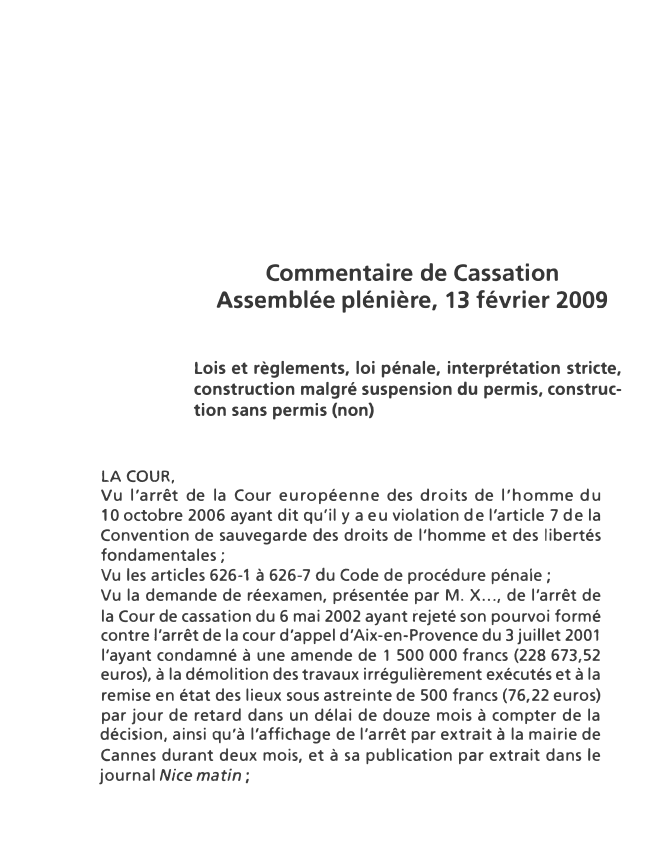 Prévisualisation du document Commentaire de Cassation Assemblée plénière, 13 février 2009 - commentaire d'arrêt