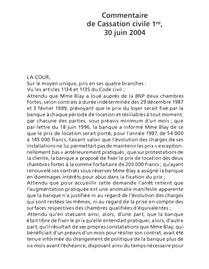Prévisualisation du document Commentaire de Cassation civile 1re, 30 juin 2004 - commentaire d'arrêt