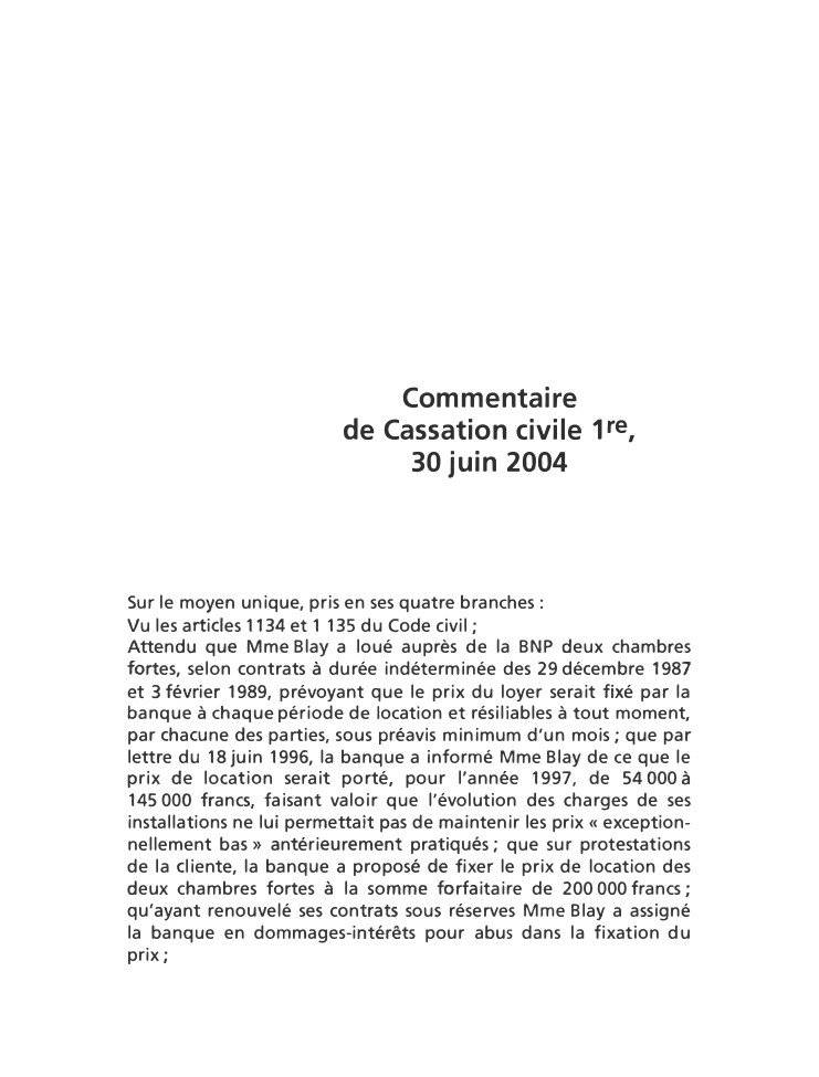 Prévisualisation du document Commentaire de Cassation civile 1re, 30 juin 2004