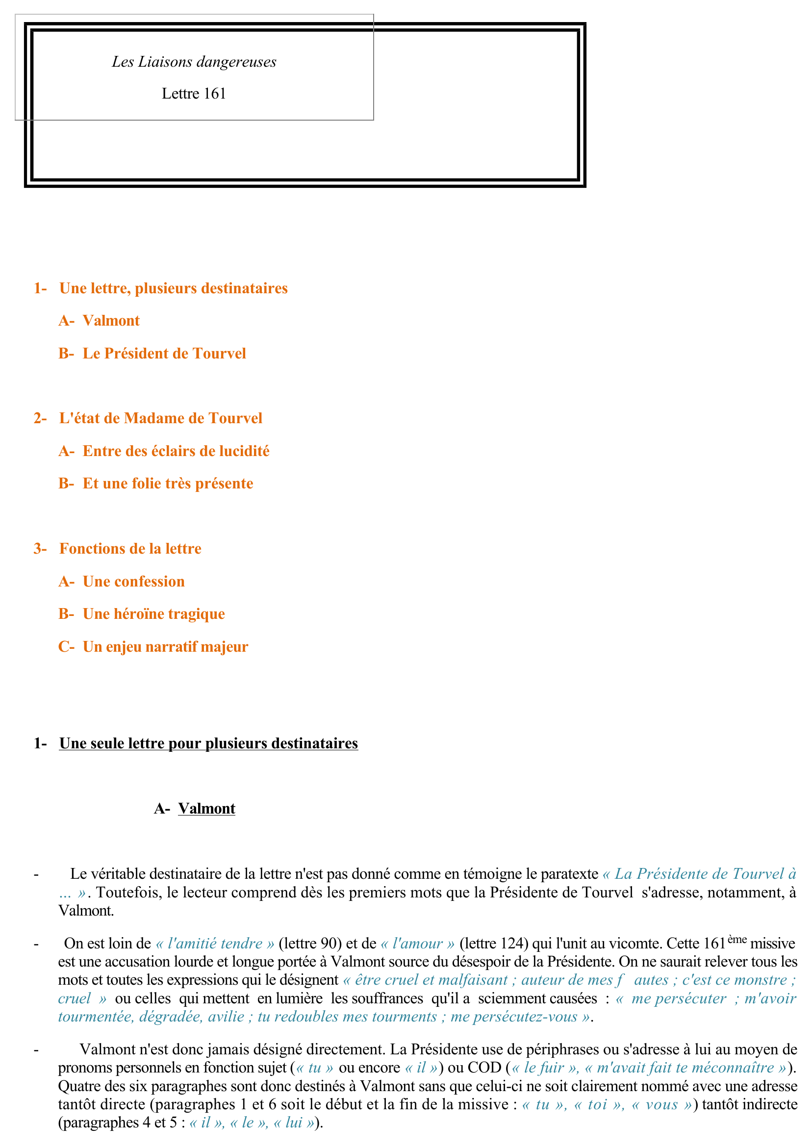 Prévisualisation du document Commentaire De La Lettre 161, Les Liaisons Dangereuses