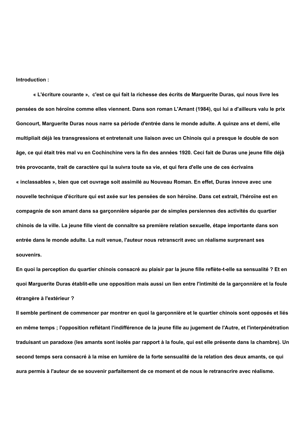 Prévisualisation du document Commentaire de l'Amant Marguerite Duras