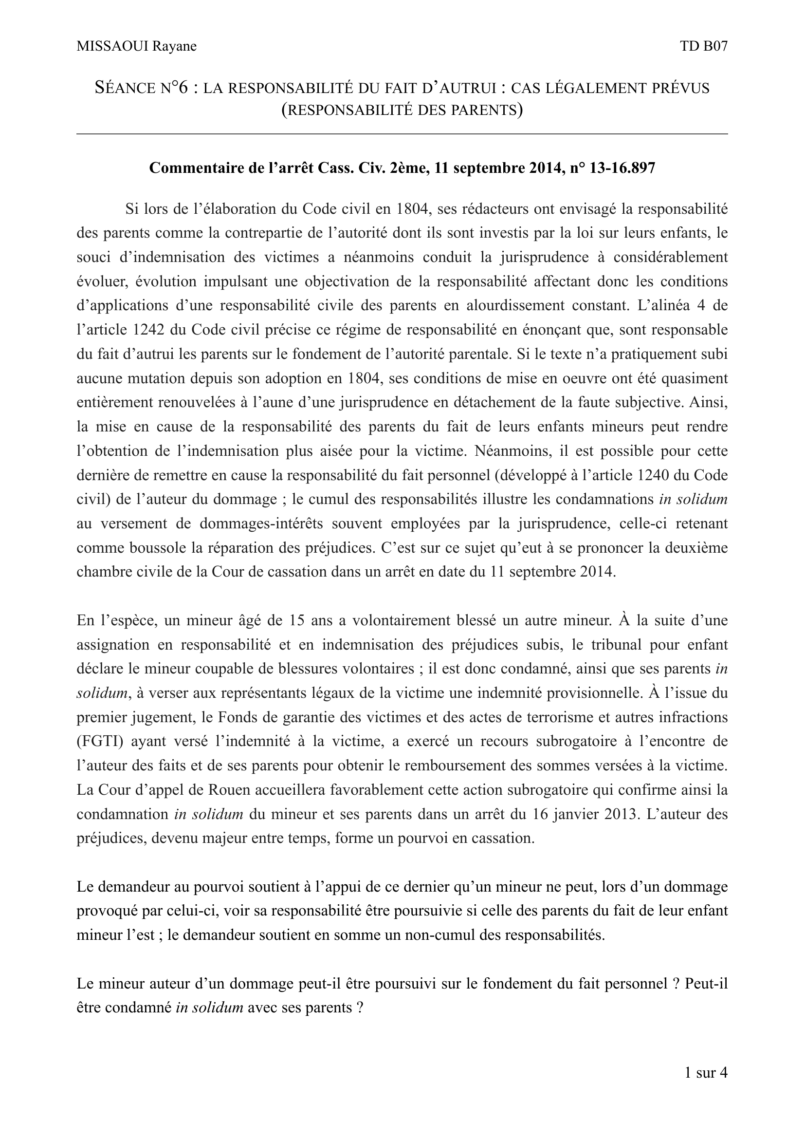 Prévisualisation du document Commentaire de l'arrêt Cass. Civ. 2ème, 11 septembre 2014, n° 13-16.897