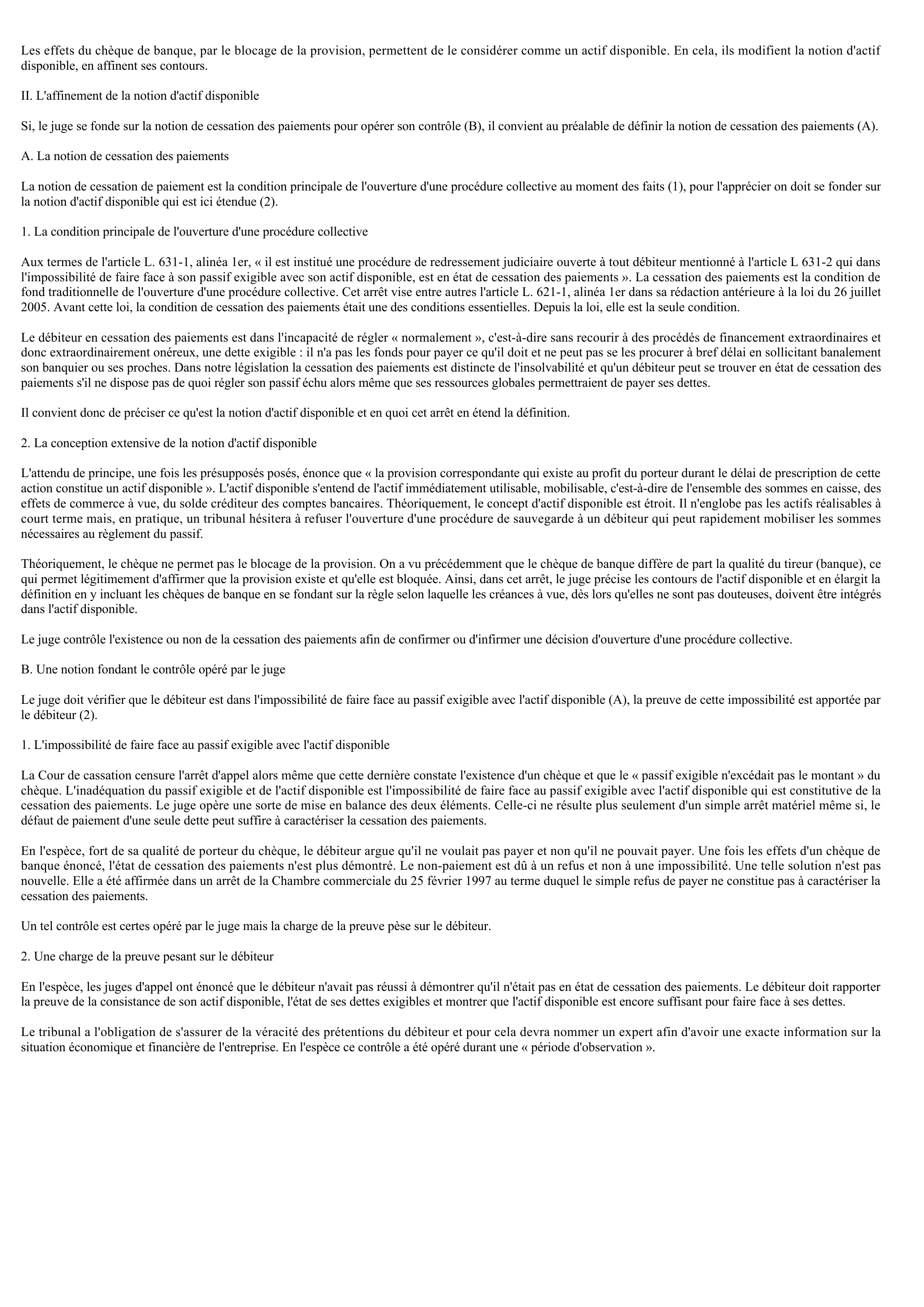 Prévisualisation du document Commentaire de l'arrêt de la Chambre commerciale en date du 18 décembre 2007 (droit)