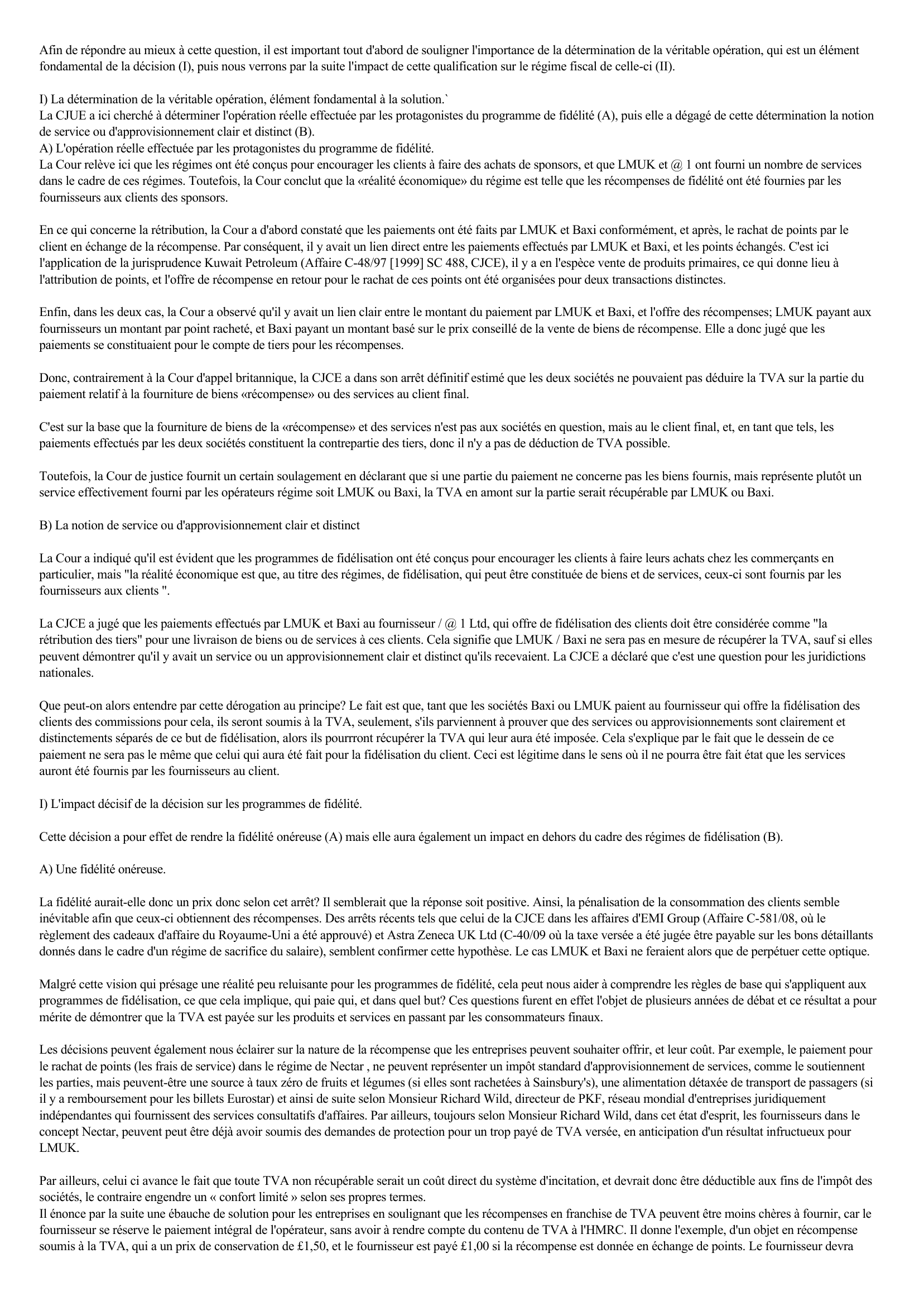 Prévisualisation du document COMMENTAIRE DE L'ARRET DE LA CJUE DU 7 OCTOBRE 2010, AFFAIRES C 53-09 ET C 55-09