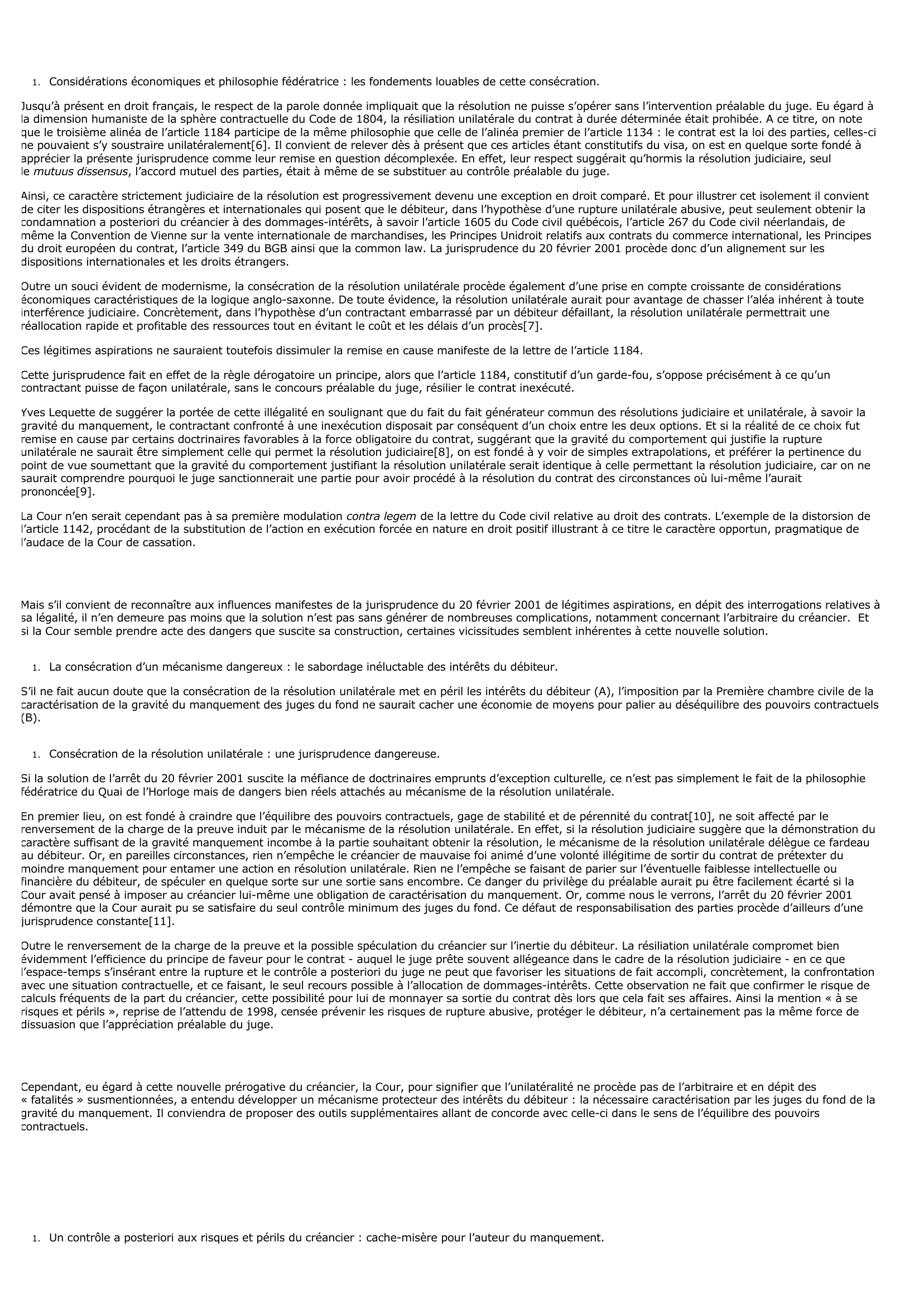 Prévisualisation du document Commentaire de l'arrêt de la Première chambre civile du 20 février 2001 (droit)