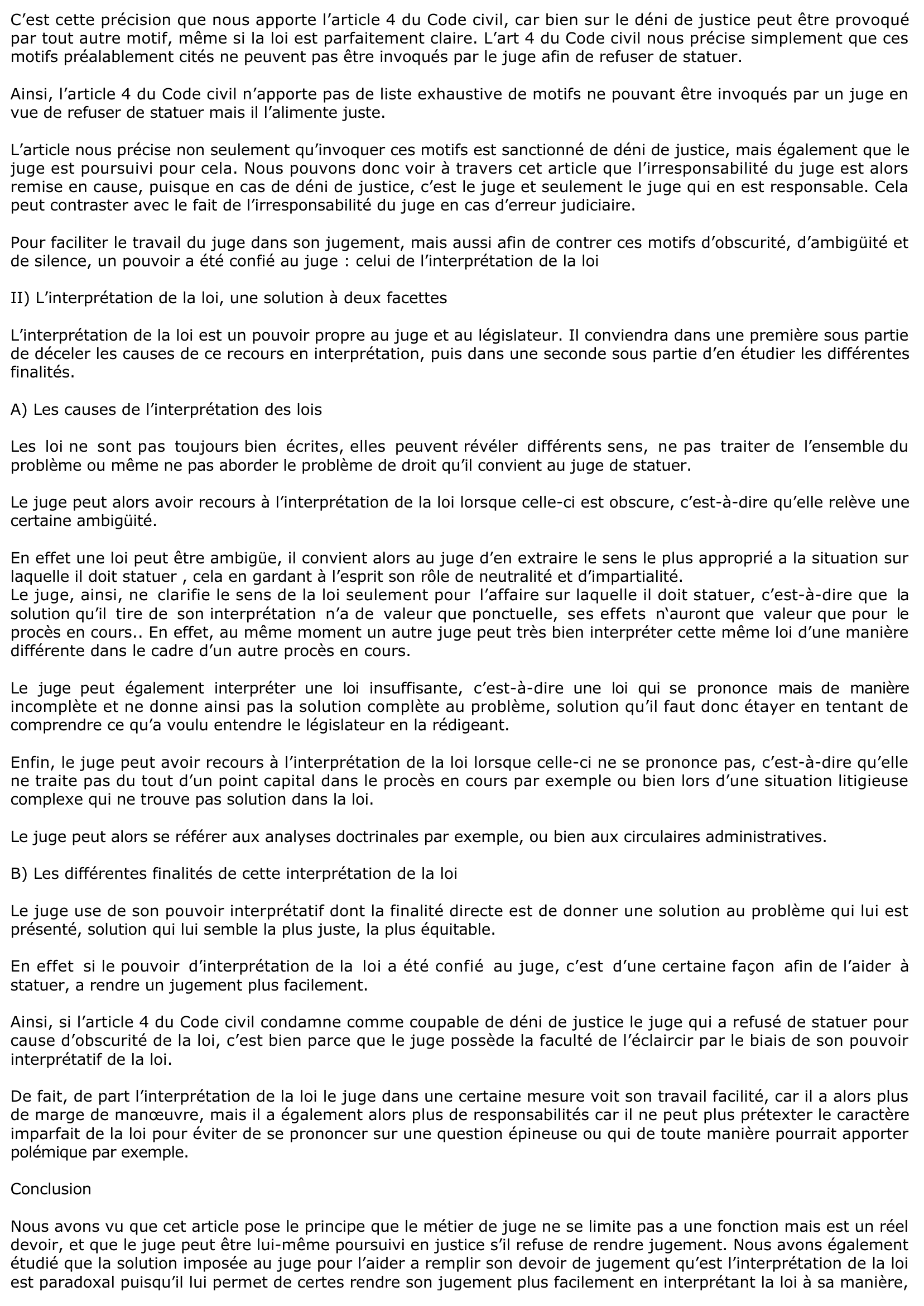 Prévisualisation du document Commentaire de l'article 4 du Code Civil