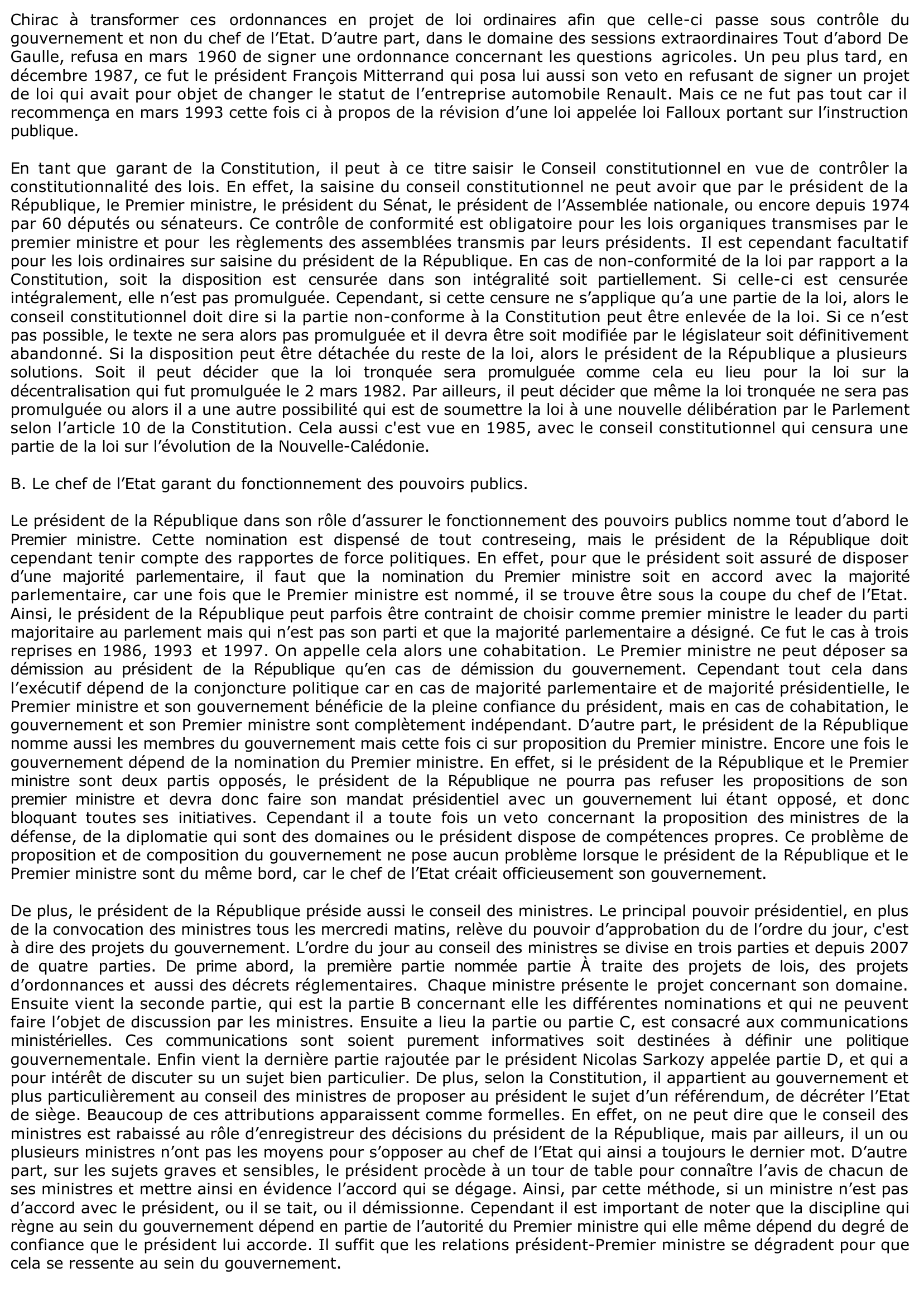 Prévisualisation du document Commentaire de l'article 5 de la Constitution Française