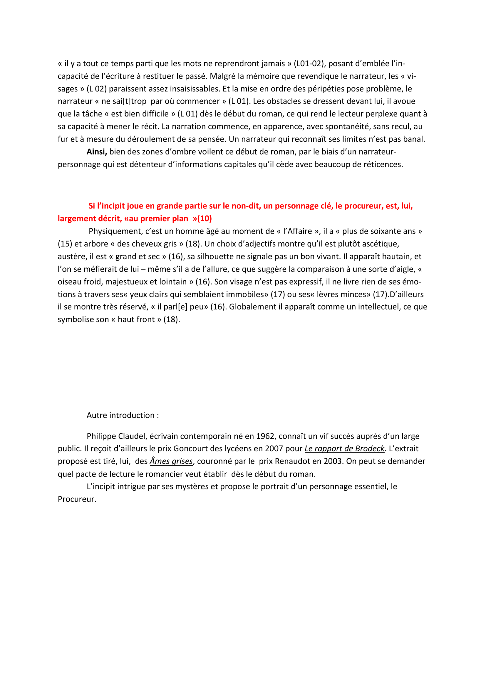 Prévisualisation du document Commentaire de l'incipit des Ames grises de Philippe Claudel