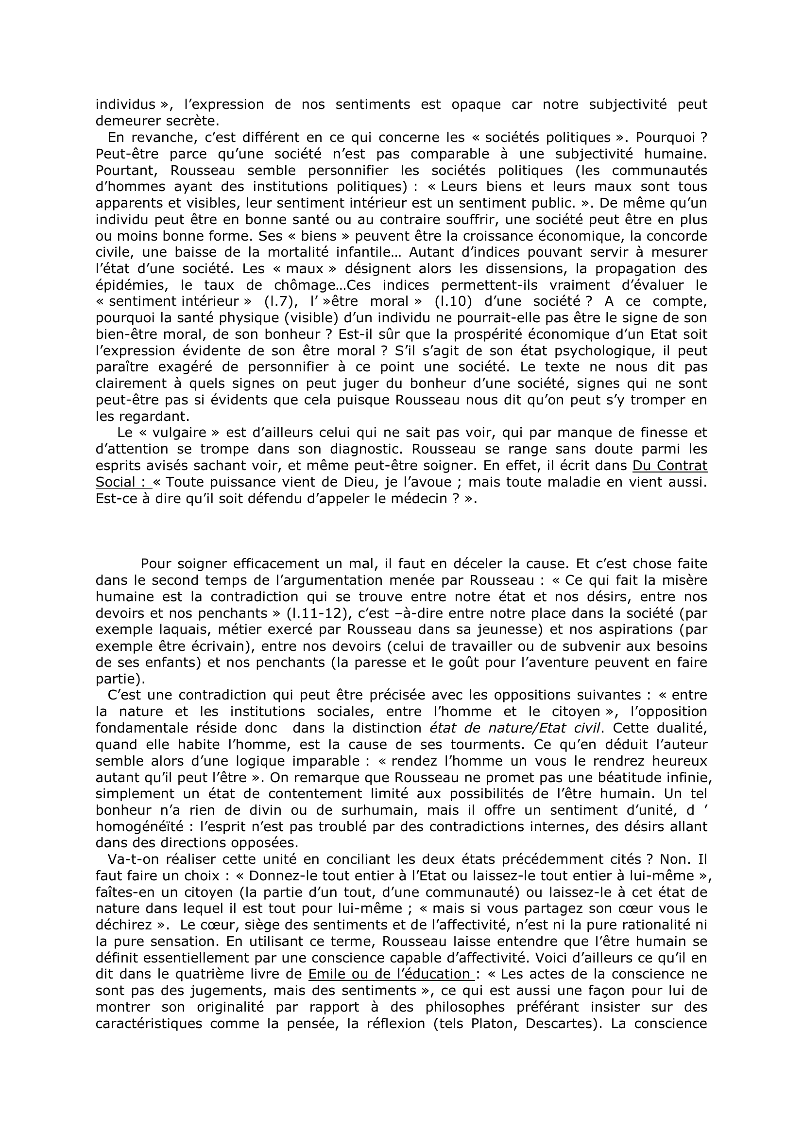 Prévisualisation du document Commentaire de Rousseau: bonheur individuel et bonheur de la communauté politique