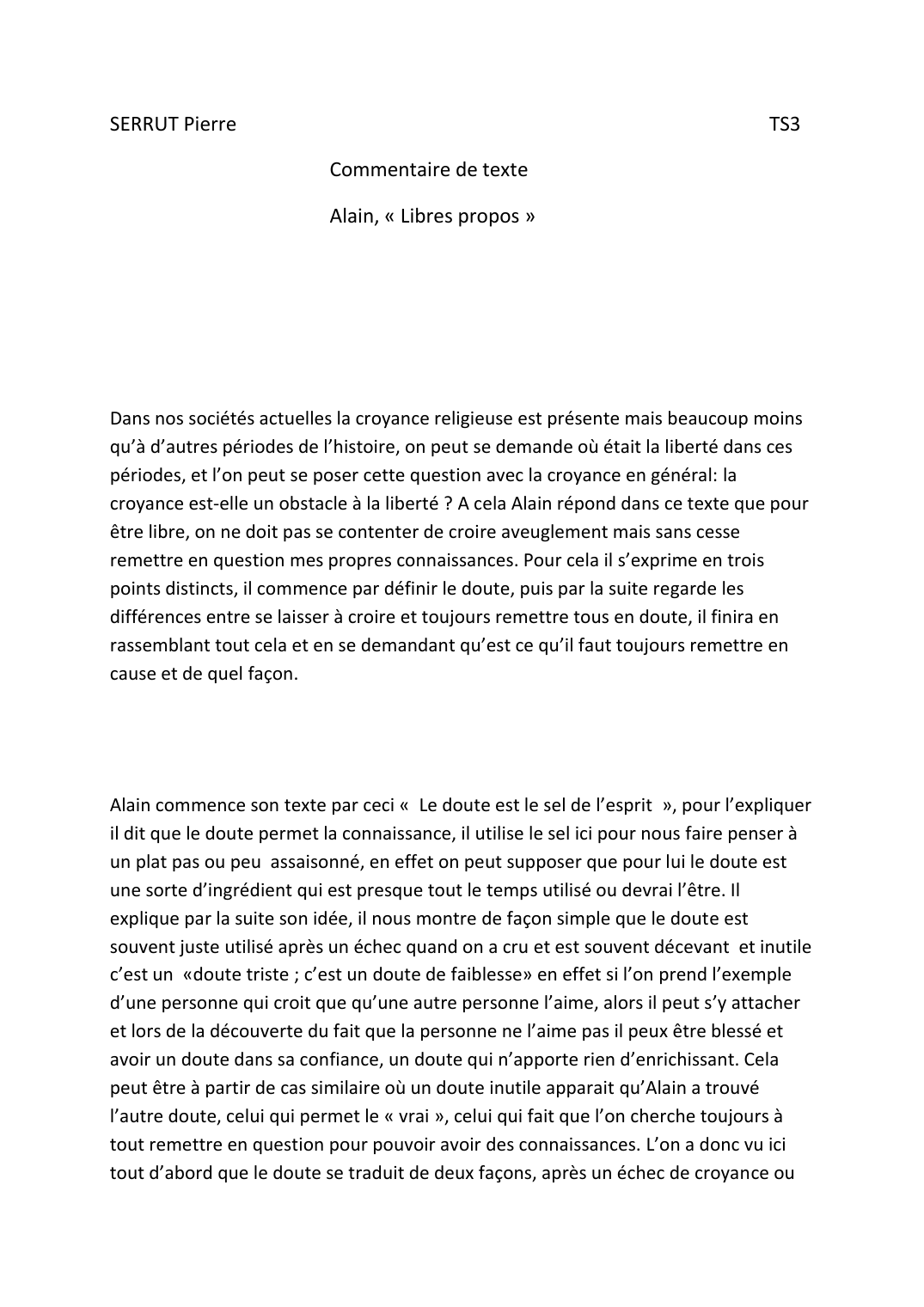Prévisualisation du document Commentaire de texte :  Alain, « Libres propos »