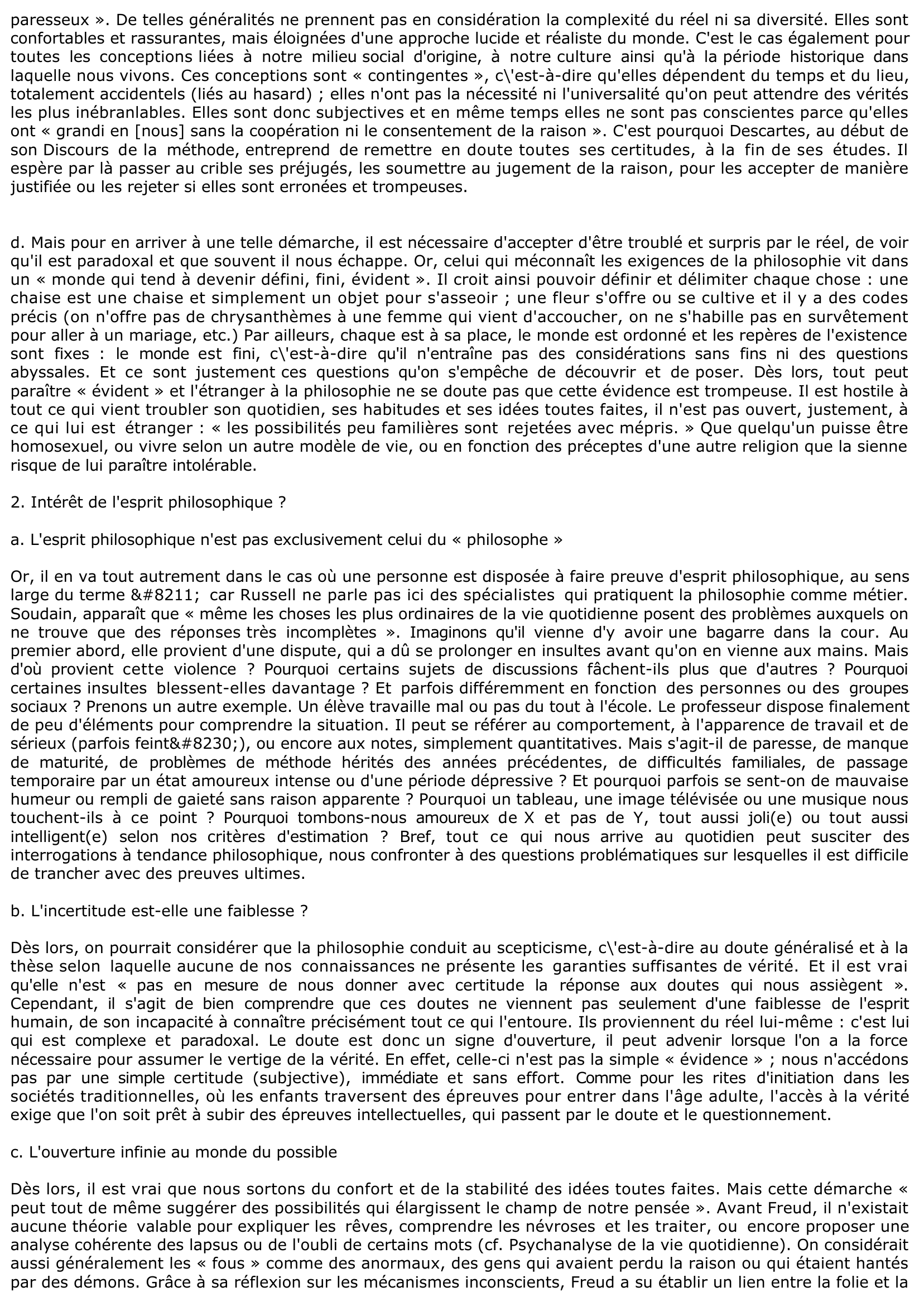 Prévisualisation du document Commentaire de texte : Bertrand Russel, Problème de philosophie