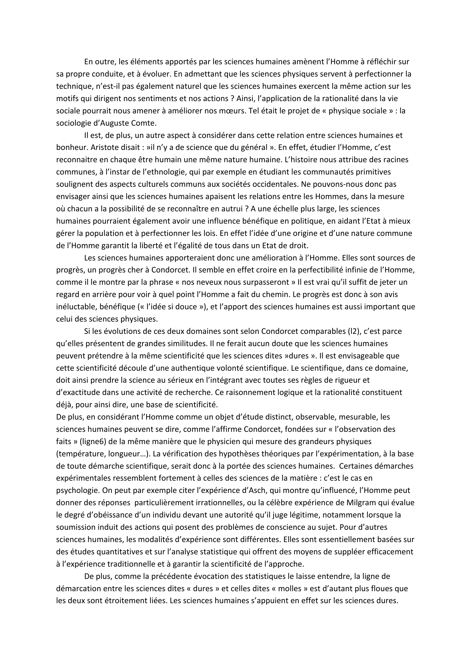 Prévisualisation du document Commentaire de texte Condorcet : Sciences humaines et sciences physiques