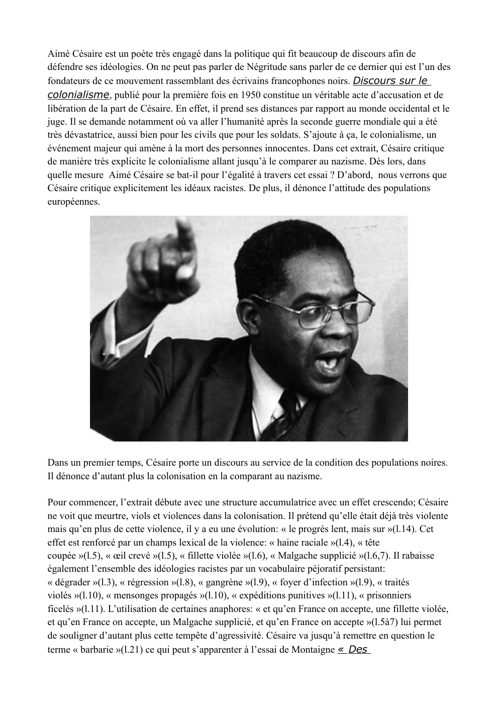 Prévisualisation du document commentaire de texte discours sur le colonialisme aimé césaire