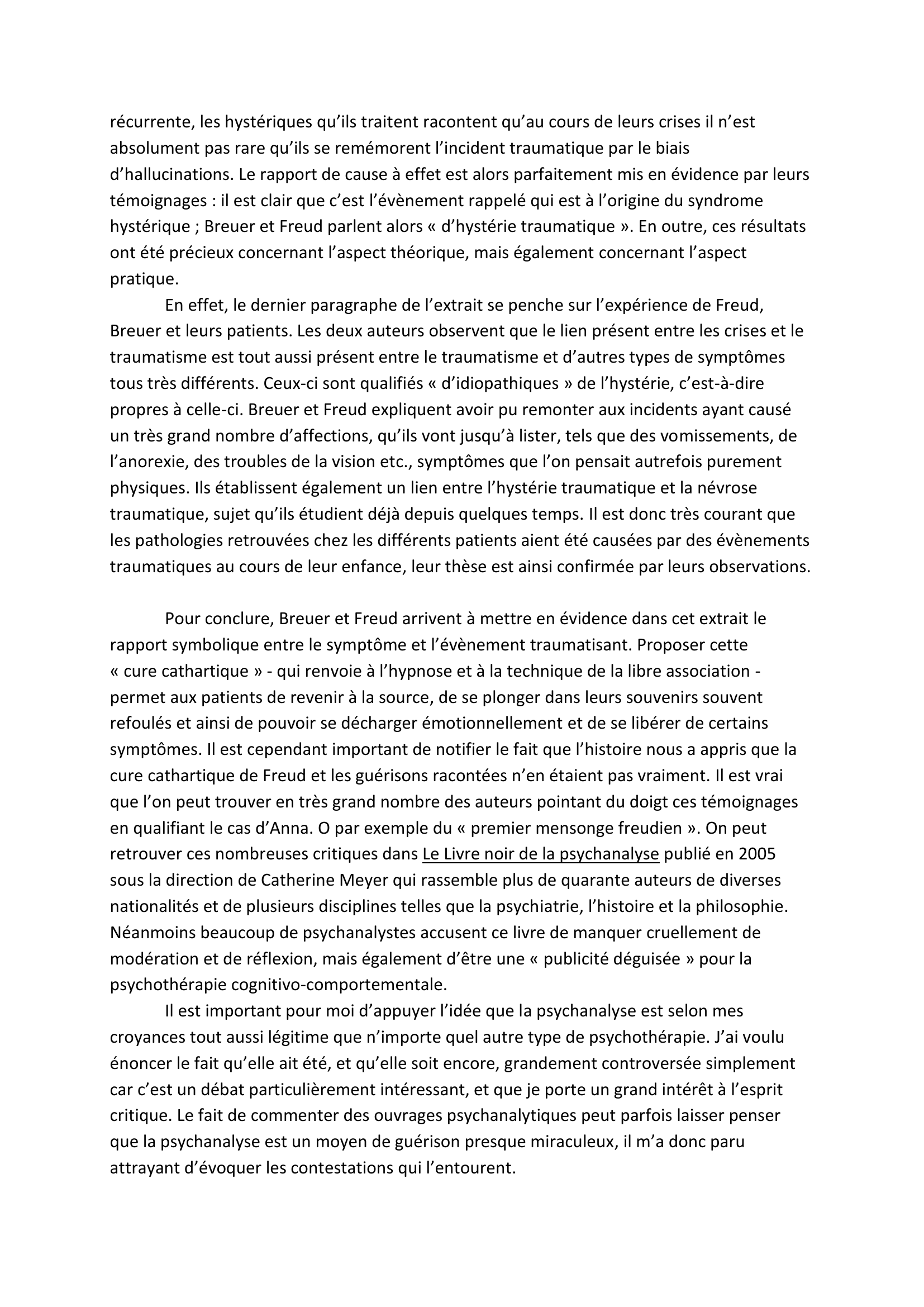 Prévisualisation du document COMMENTAIRE DE TEXTE Études sur l’hystérie, Josef Breuer et Sigmund Freud