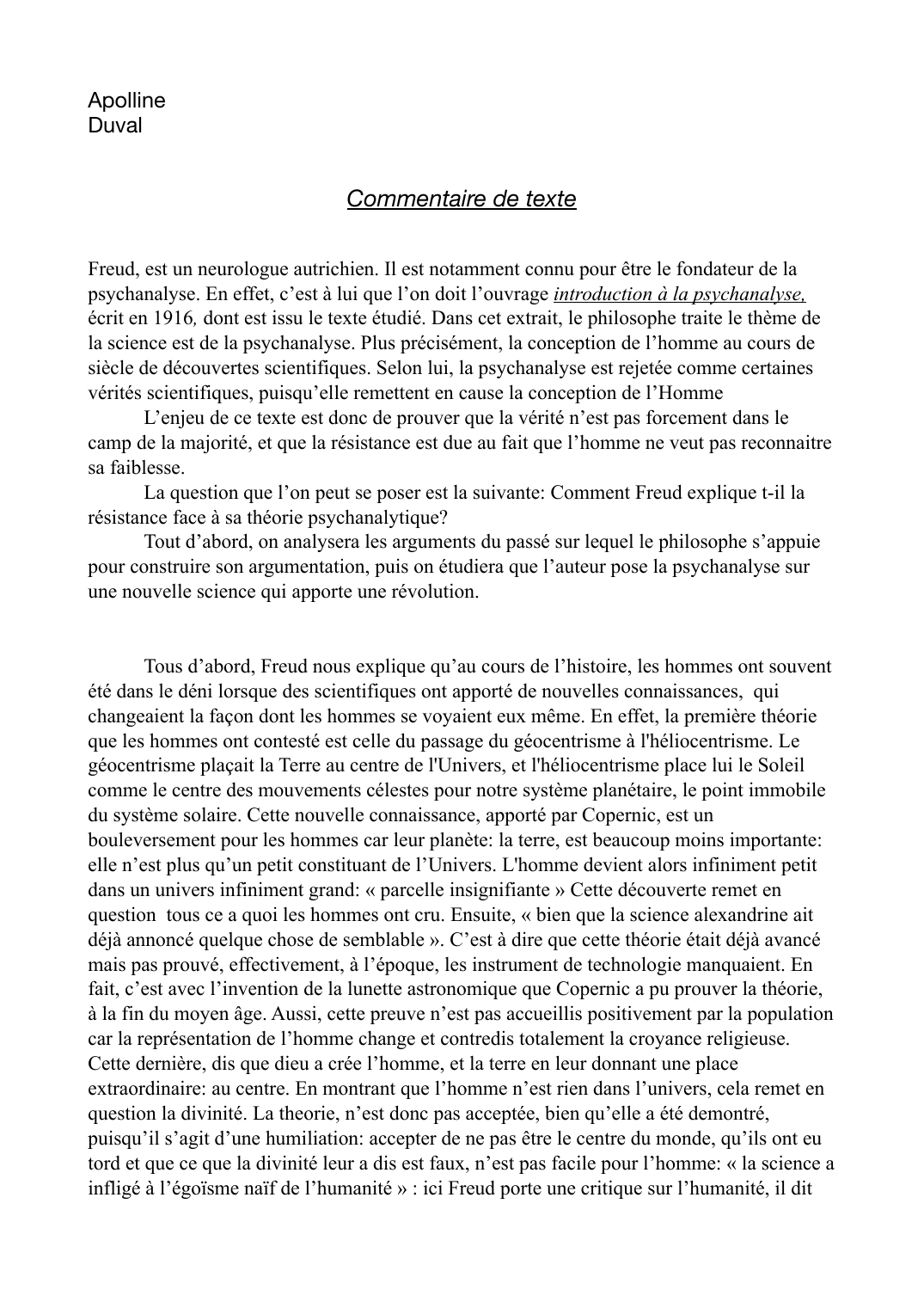 Prévisualisation du document Commentaire de texte Freud: introduction à la psychanalyse