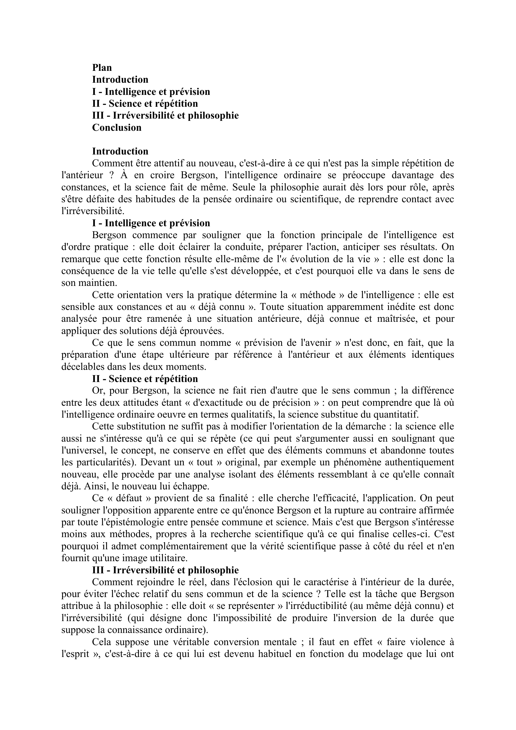 Prévisualisation du document Commentaire de texte –   Henri BERGSON, L’évolution créatrice.