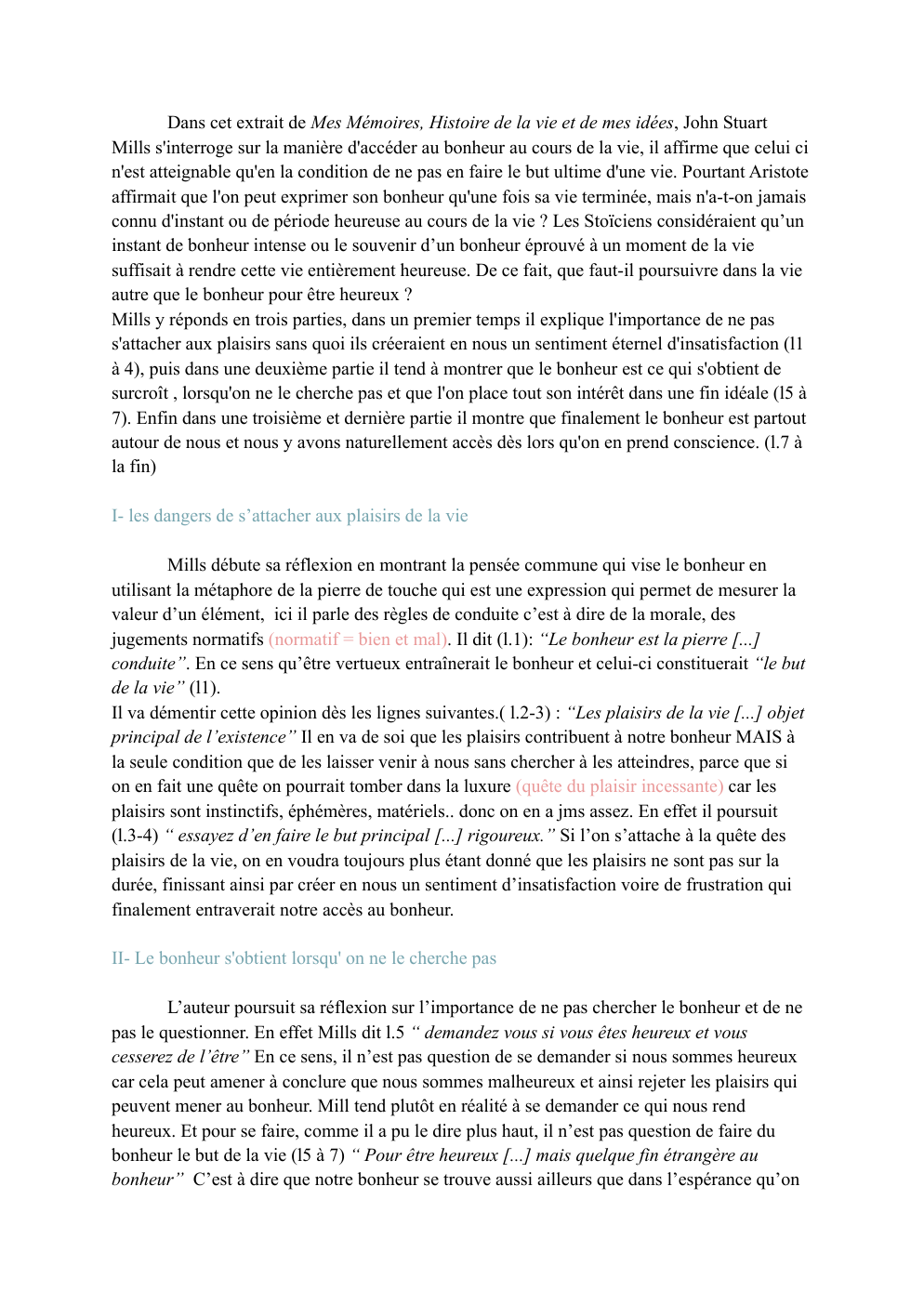 Prévisualisation du document commentaire de texte Histoire de la vie et de mes idées, J.S MILL