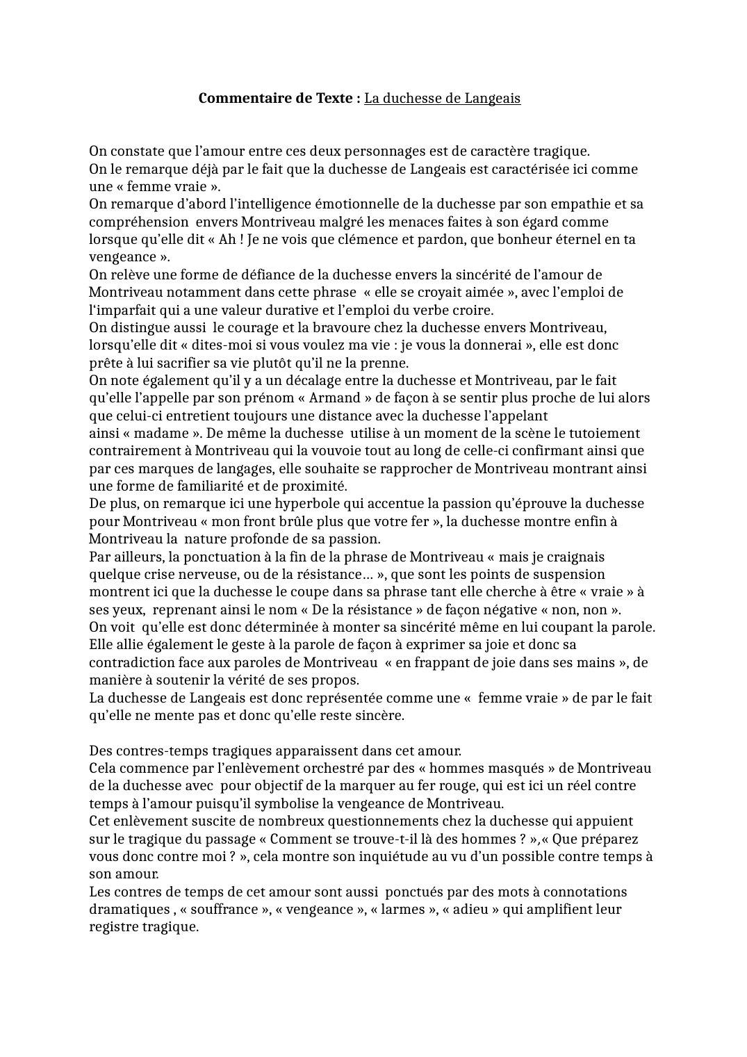 Prévisualisation du document Commentaire de Texte : La duchesse de Langeais