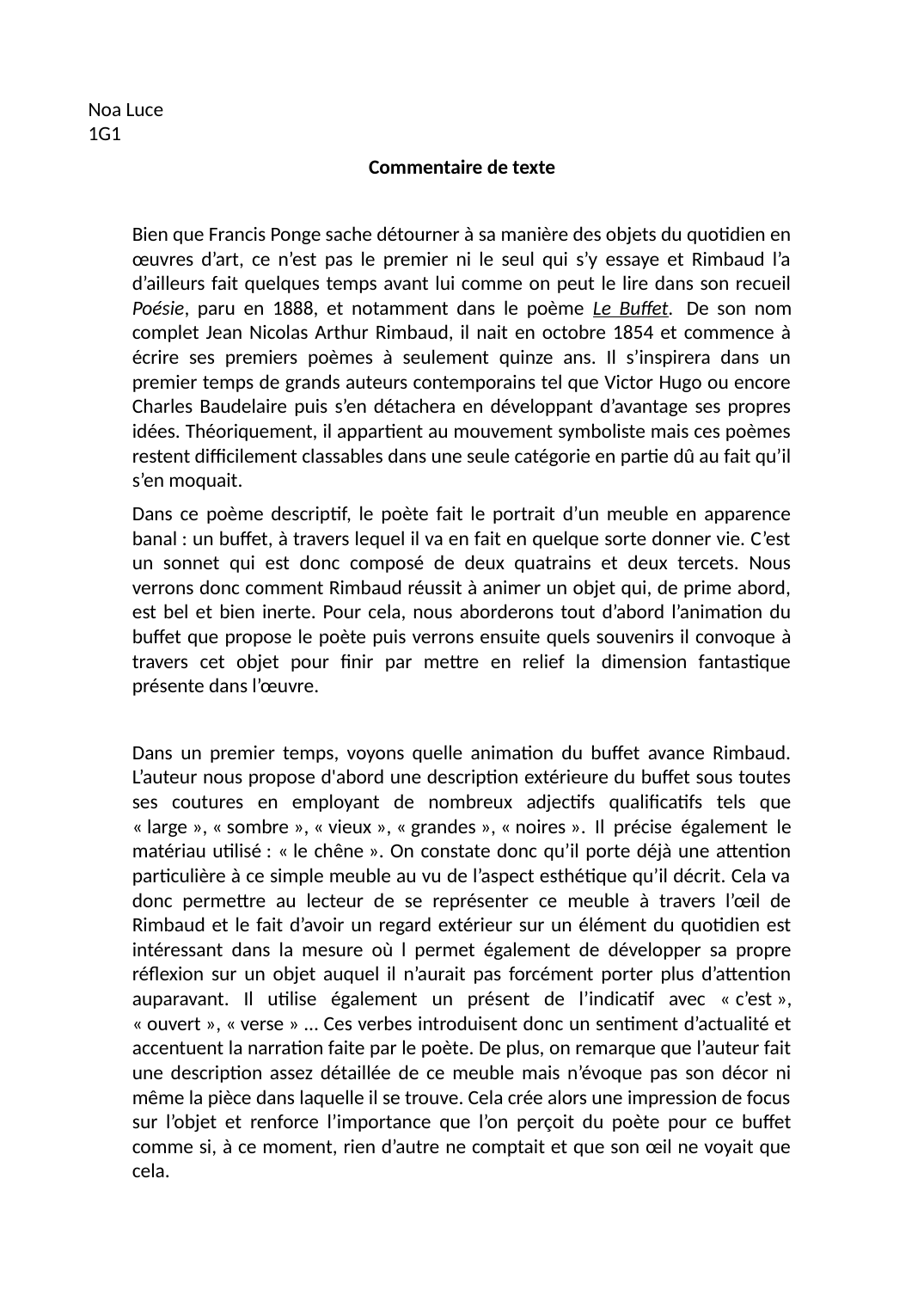 Prévisualisation du document Commentaire de texte Le buffet de Rimbaud