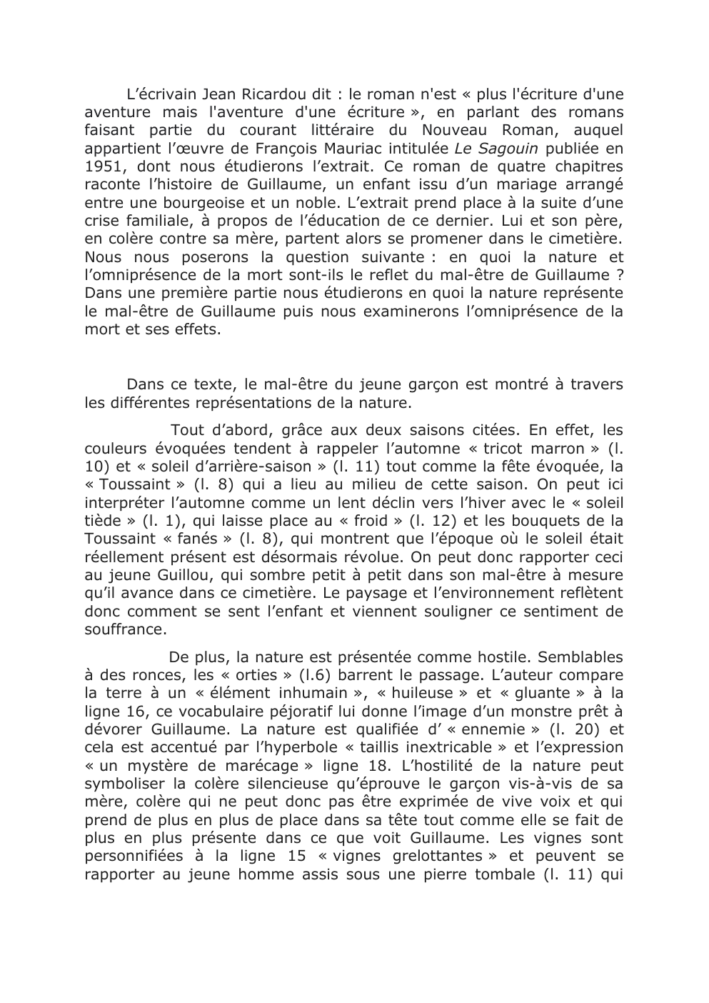 Prévisualisation du document Commentaire de texte: Le Sagouin de François Mauriac
