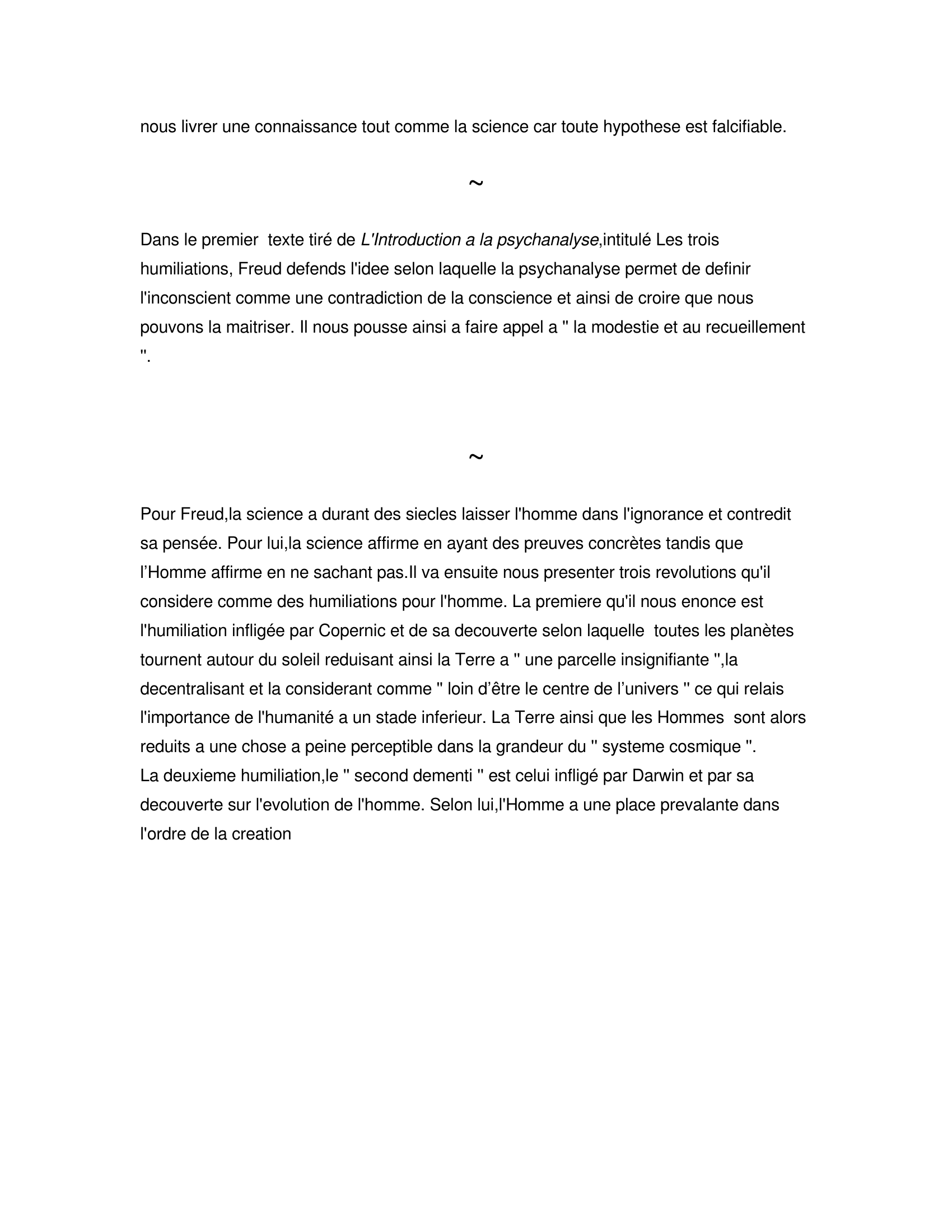 Prévisualisation du document "Commentaire de Texte : Les trois humiliations de Sigmund FREUD"