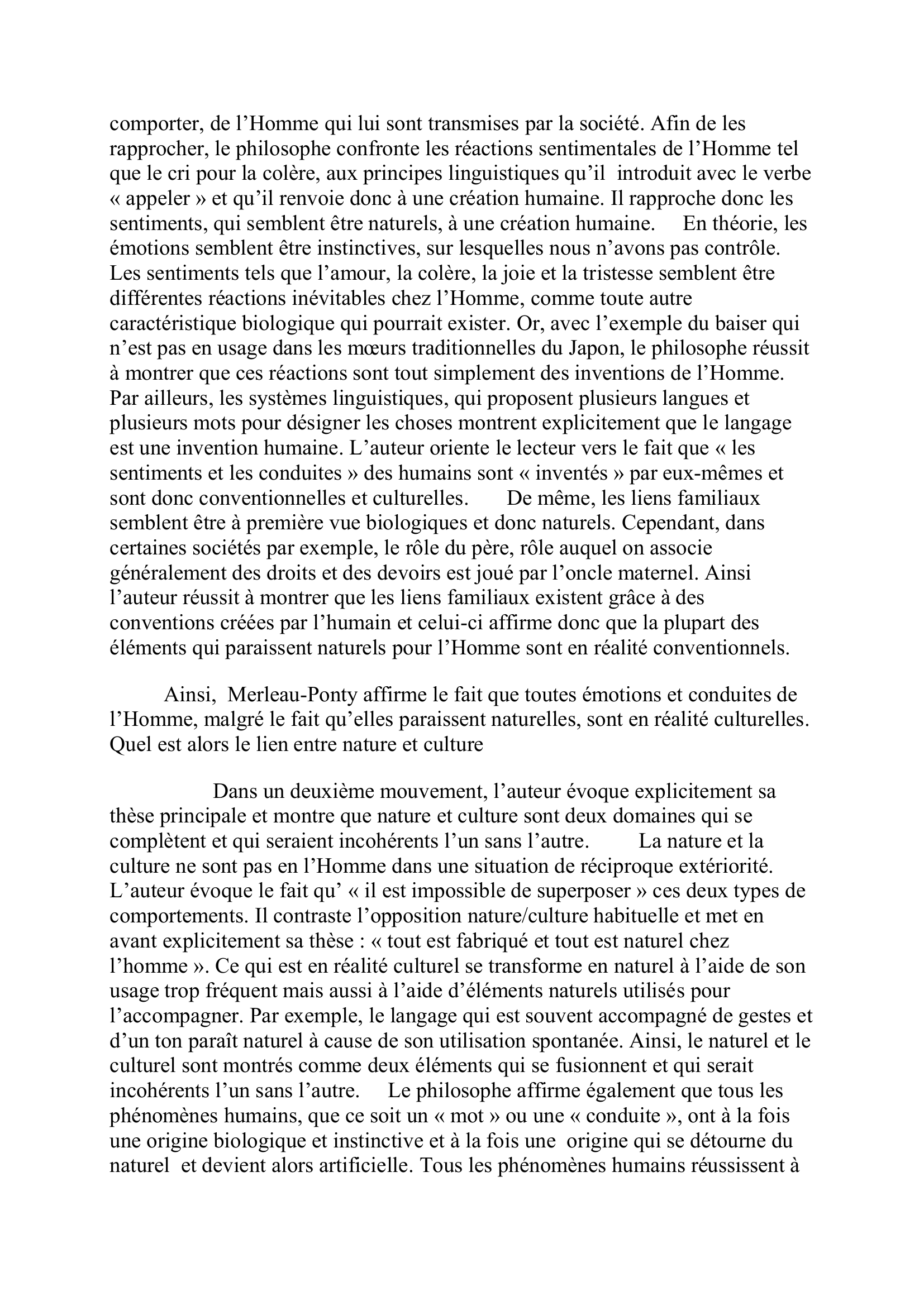Prévisualisation du document commentaire de texte - Merleau Ponty