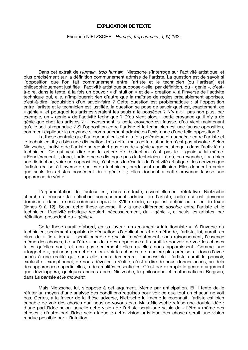 Prévisualisation du document Commentaire de texte : Nietzsche - Humain, trop humain