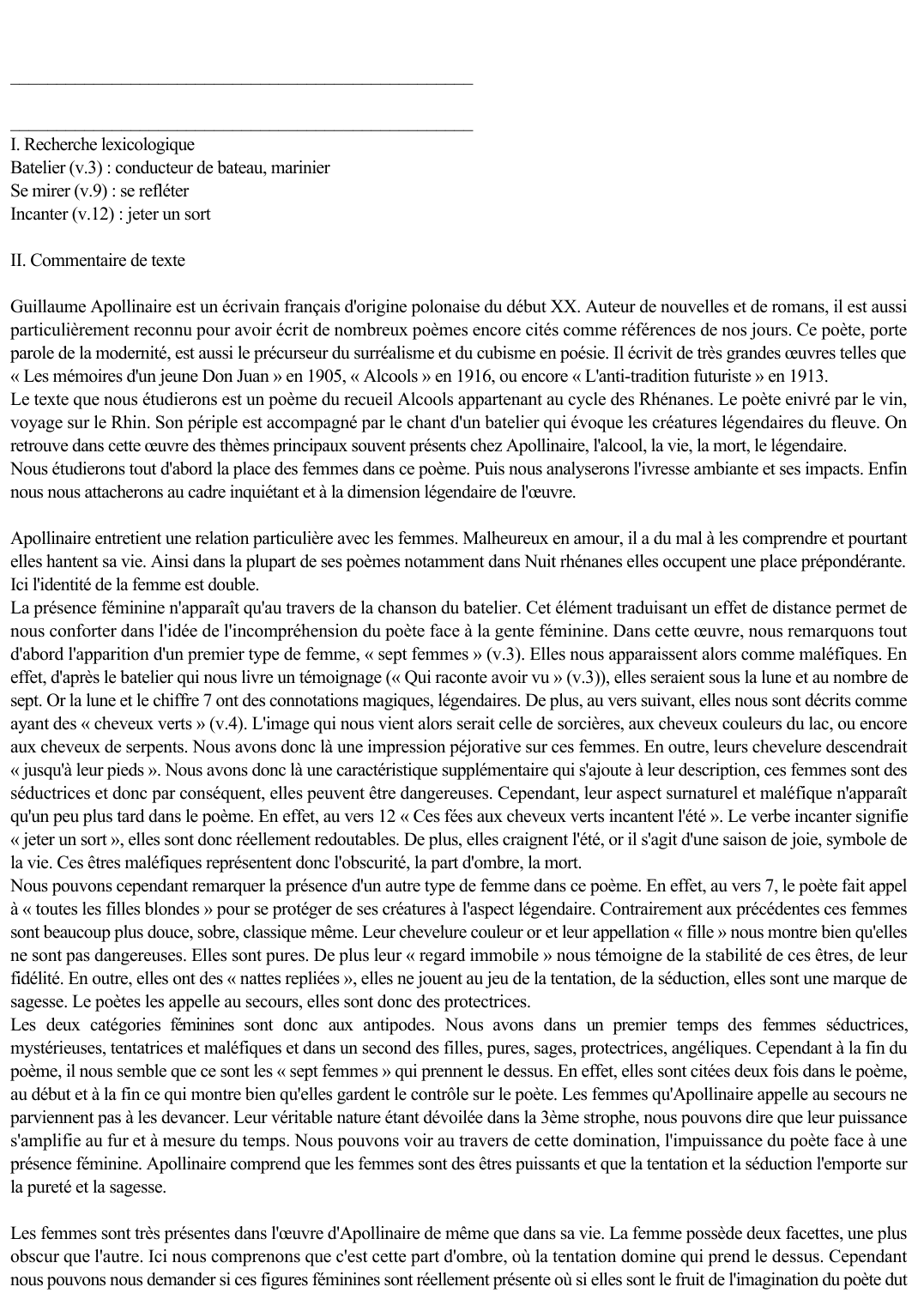 Prévisualisation du document Commentaire de texte « Nuit rhénane », Alcools Apollinaire