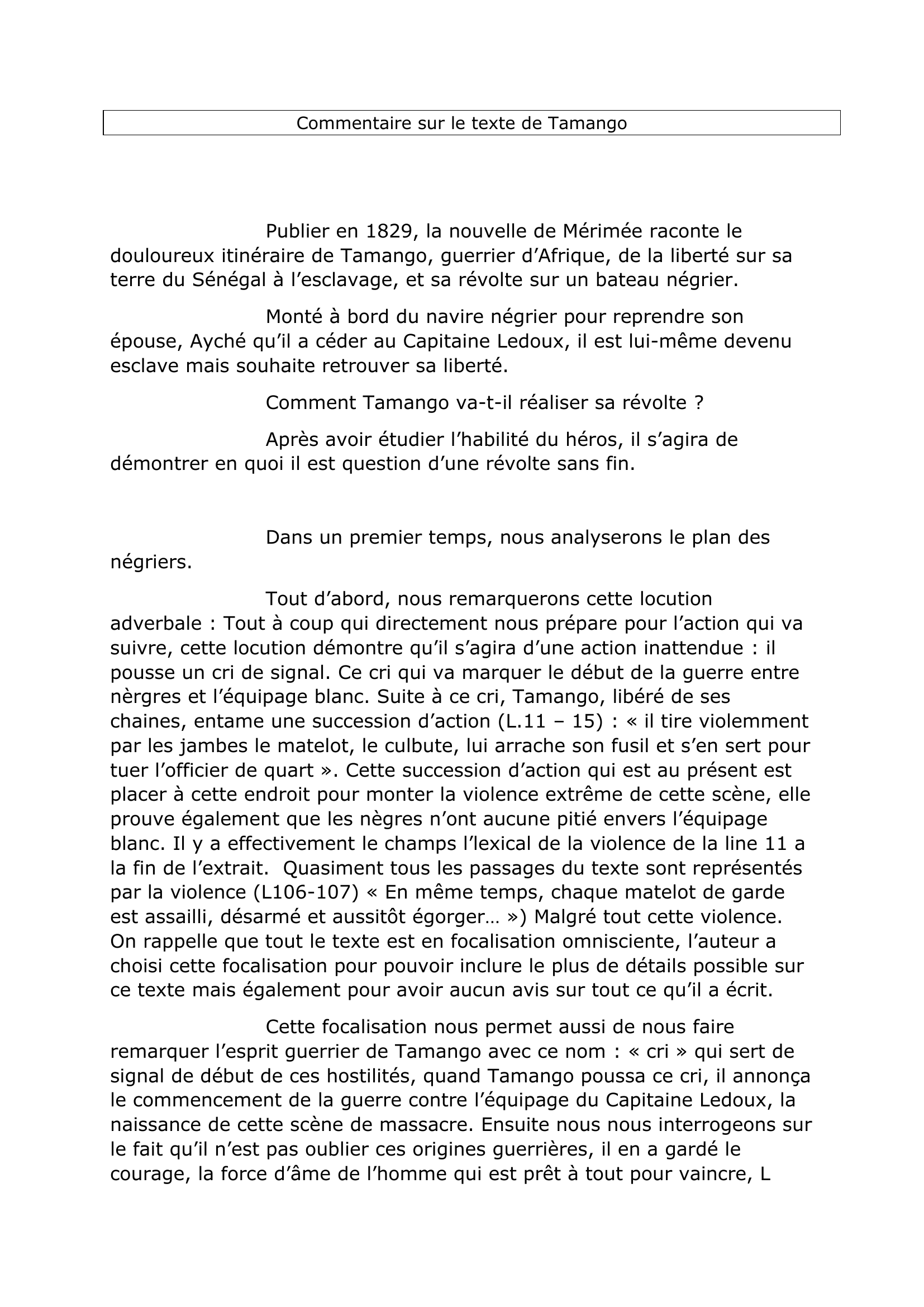 Prévisualisation du document commentaire de texte Tamango