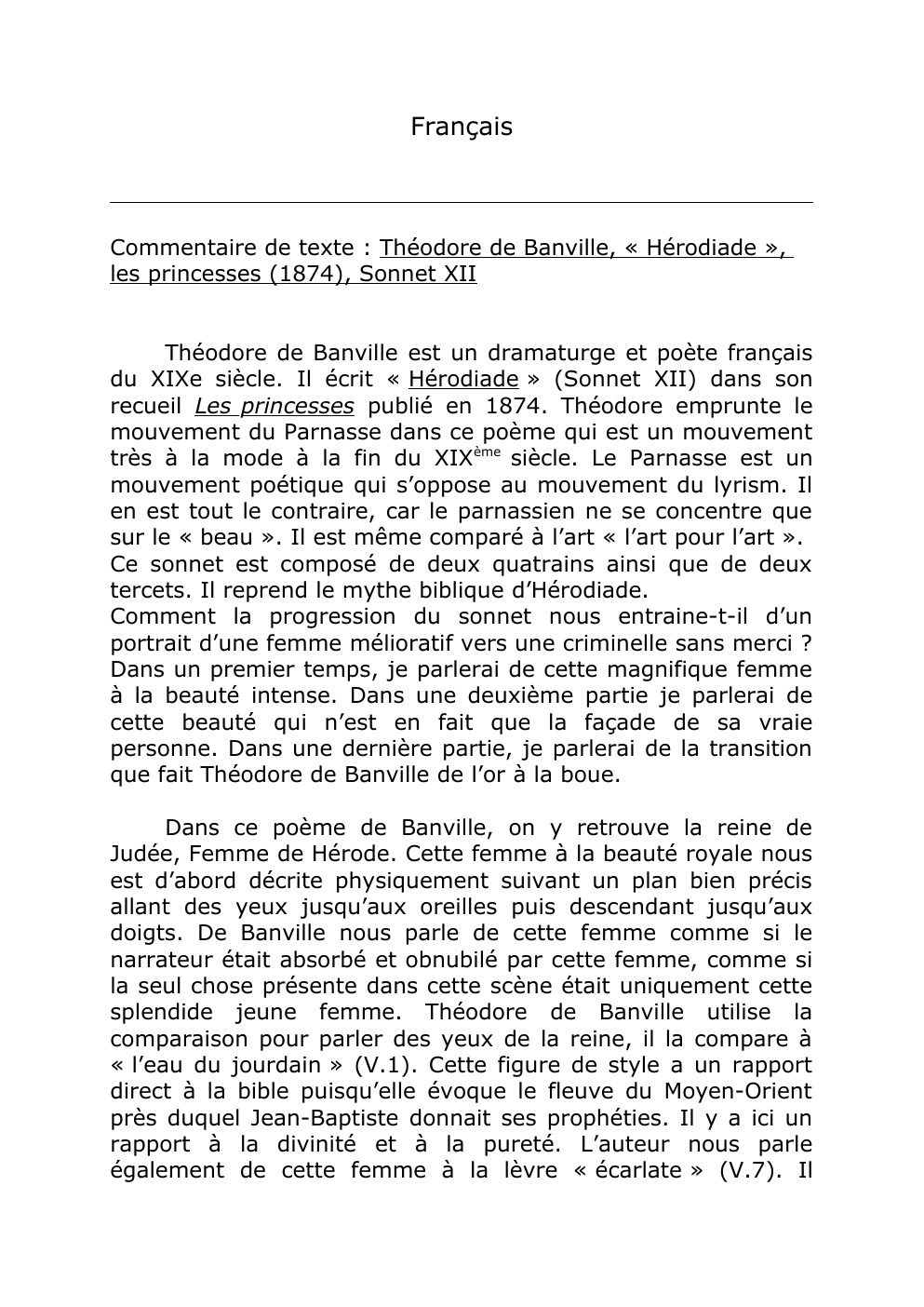 Prévisualisation du document Commentaire de texte : Théodore de Banville, « Hérodiade », les princesses (1874), Sonnet XII