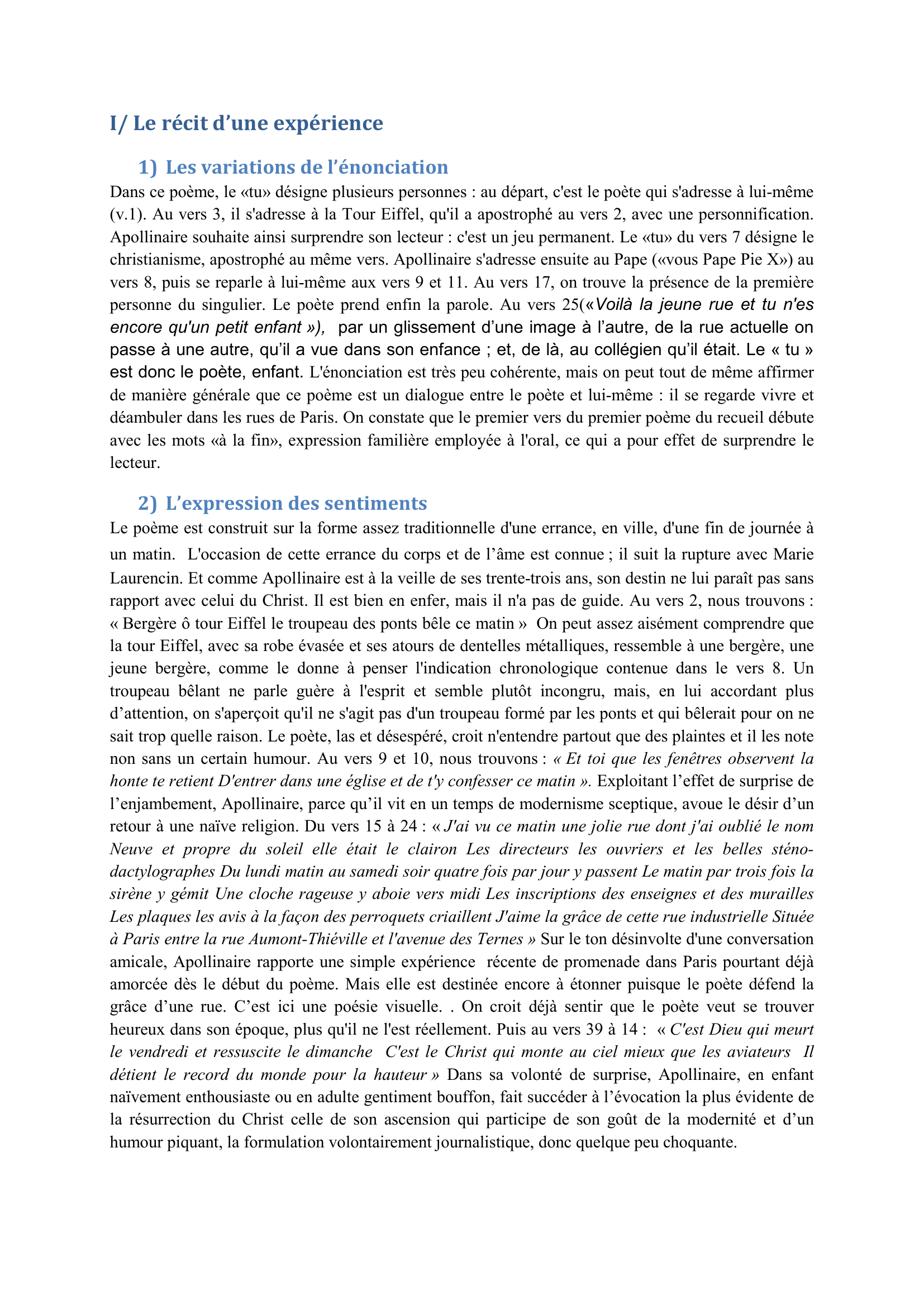 Prévisualisation du document Commentaire de texte : ZONE d'apollinaire