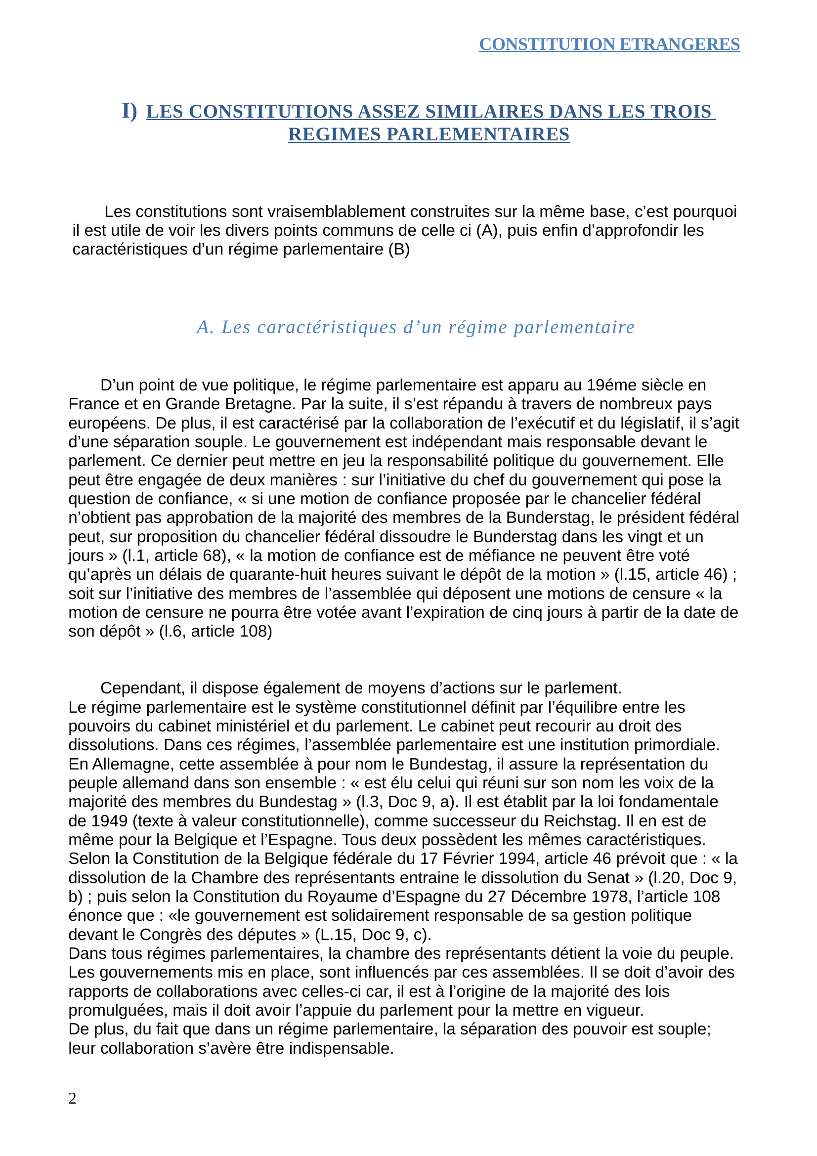 Prévisualisation du document Commentaire des Constitutions étrangères