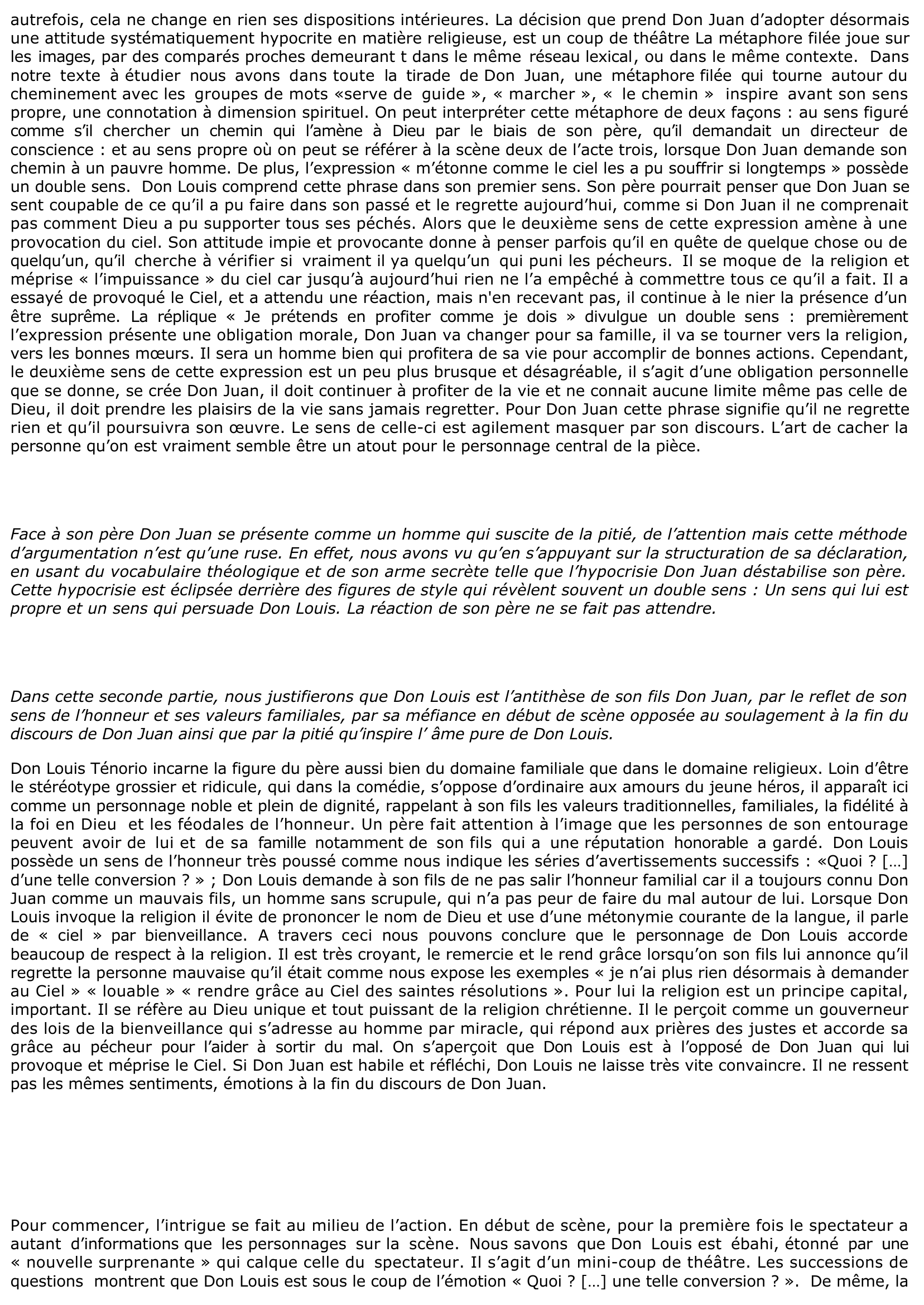 Prévisualisation du document Commentaire Dom juan -  scène un (1) de l'acte cinq (5)