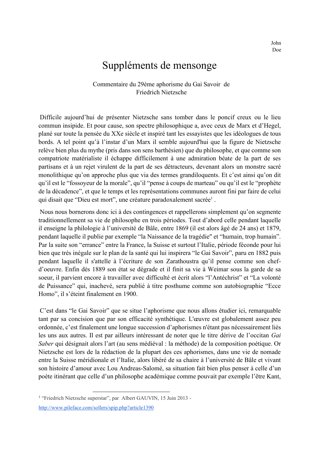 Prévisualisation du document Commentaire du 29e aphorisme du Gai Savoir (Nietzsche)