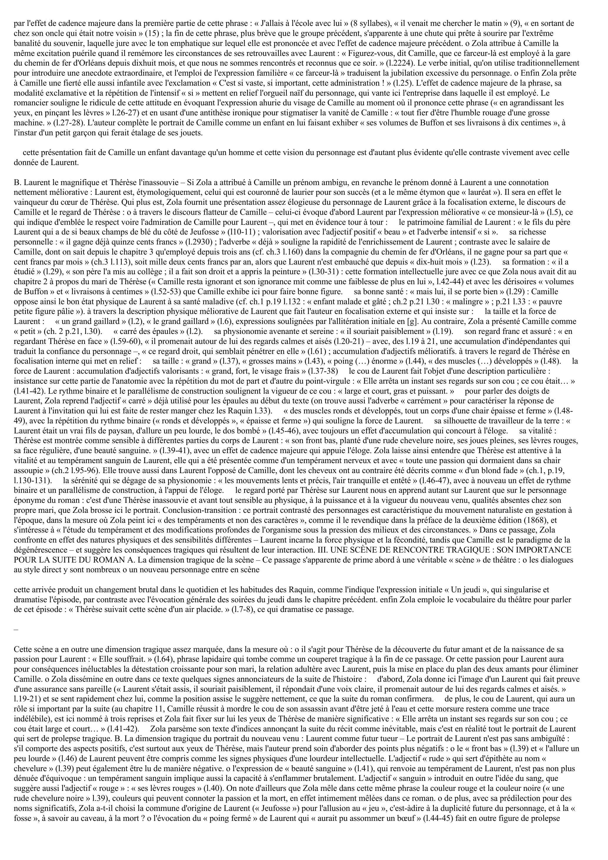 Prévisualisation du document COMMENTAIRE DU DÉBUT DU CHAPITRE 5 DE THÉRÈSE RAQUIN (1867) D'ÉMILE ZOLA : LA RENCONTRE ENTRE LAURENT ET THÉRÈSE