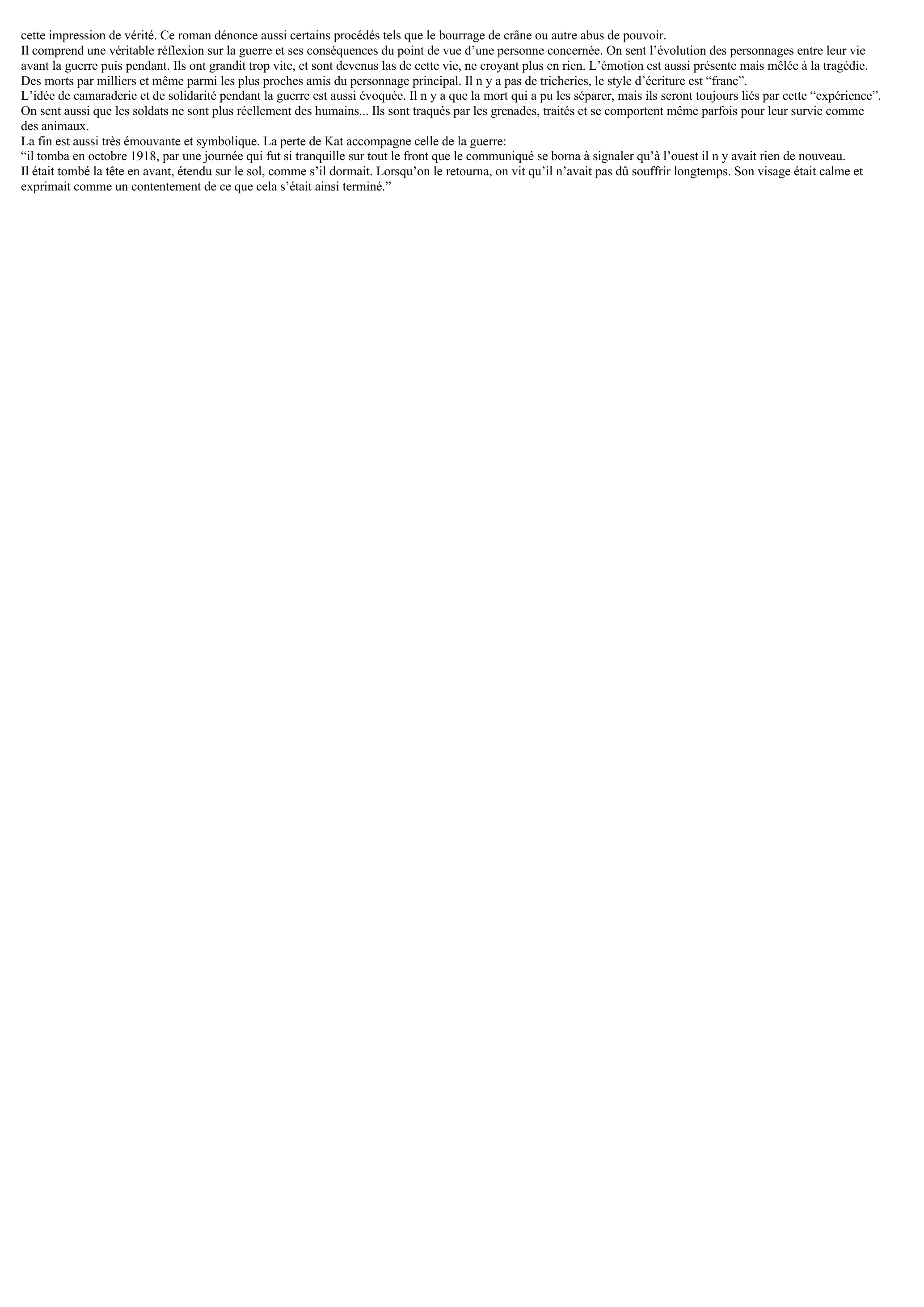 Prévisualisation du document Commentaire du livre: A L'Ouest Rien De Nouveau
