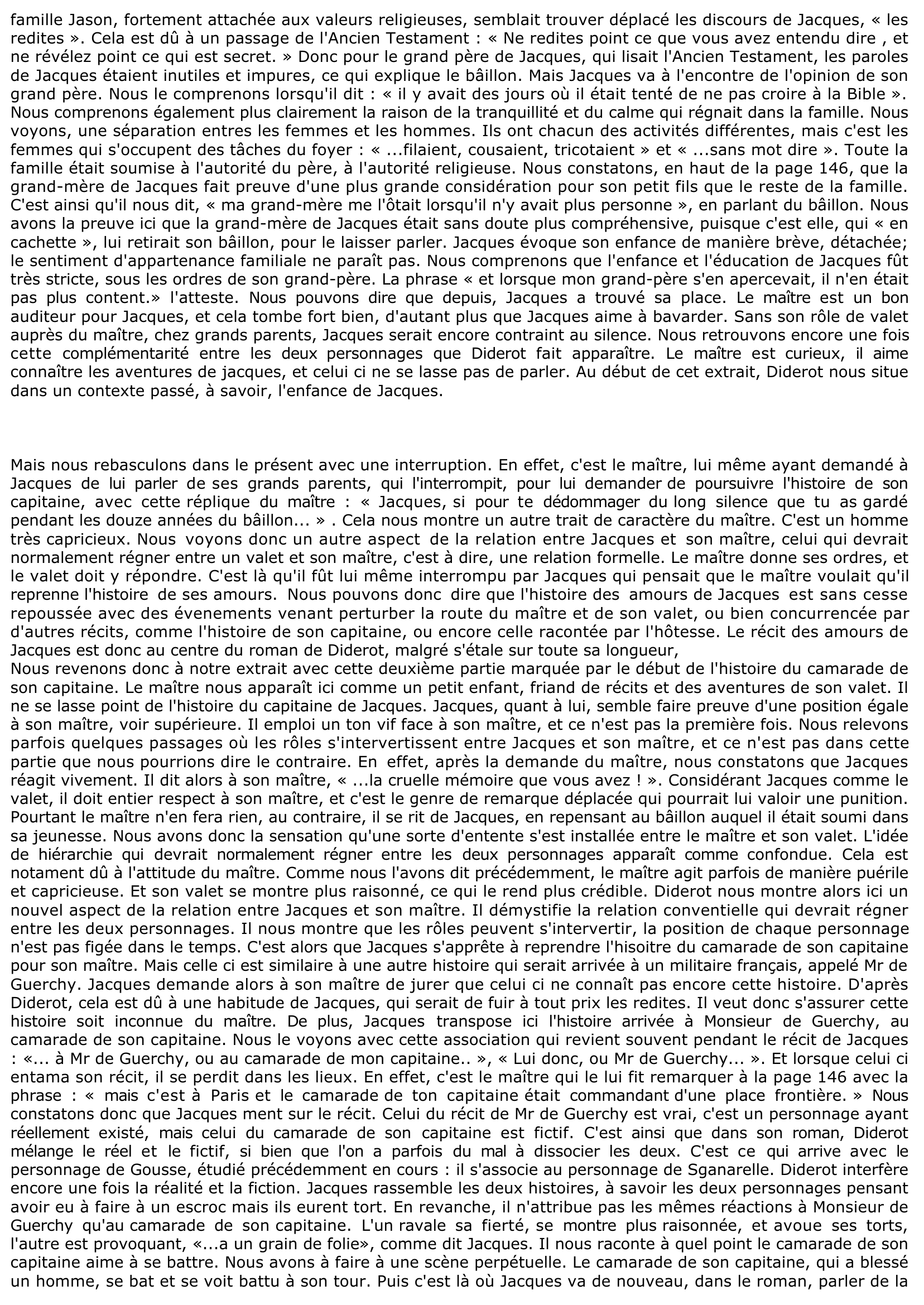 Prévisualisation du document Commentaire du passage, Jacques le fataliste, pages 145 à 152 - Diderot