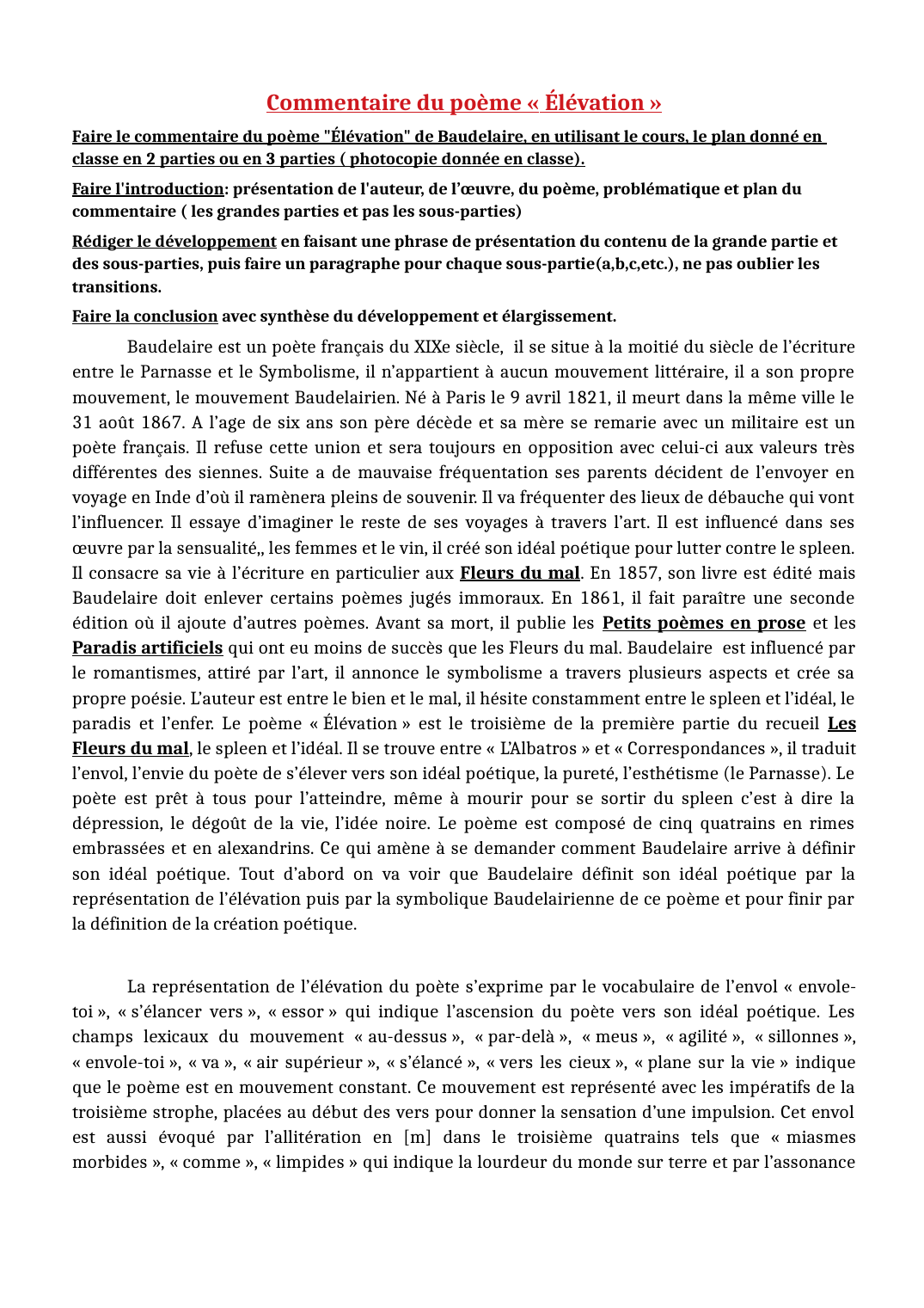 Prévisualisation du document Commentaire du poème "Élévation" de Baudelaire