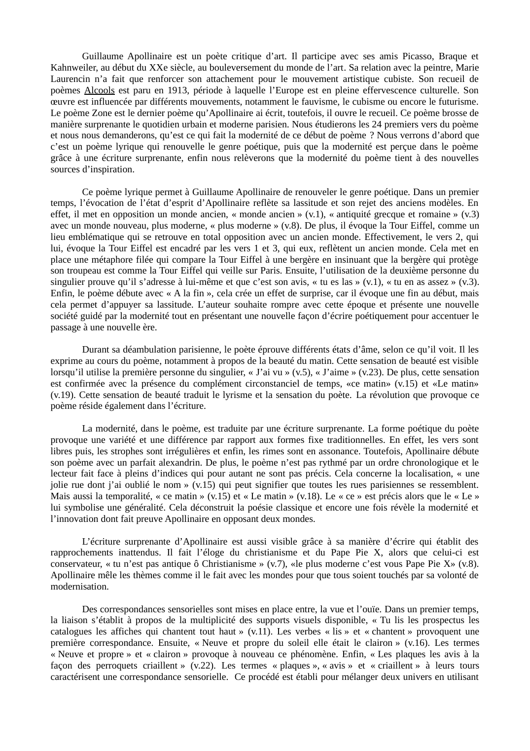 Prévisualisation du document Commentaire du poème "Zone", tiré du recueil Alcools de Guillaume Apollinaire