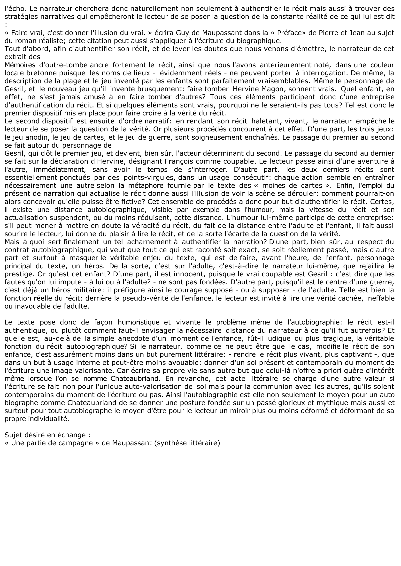 Prévisualisation du document Commentaire du texte de Chateaubriand, Mémoires d'outre tombe.
