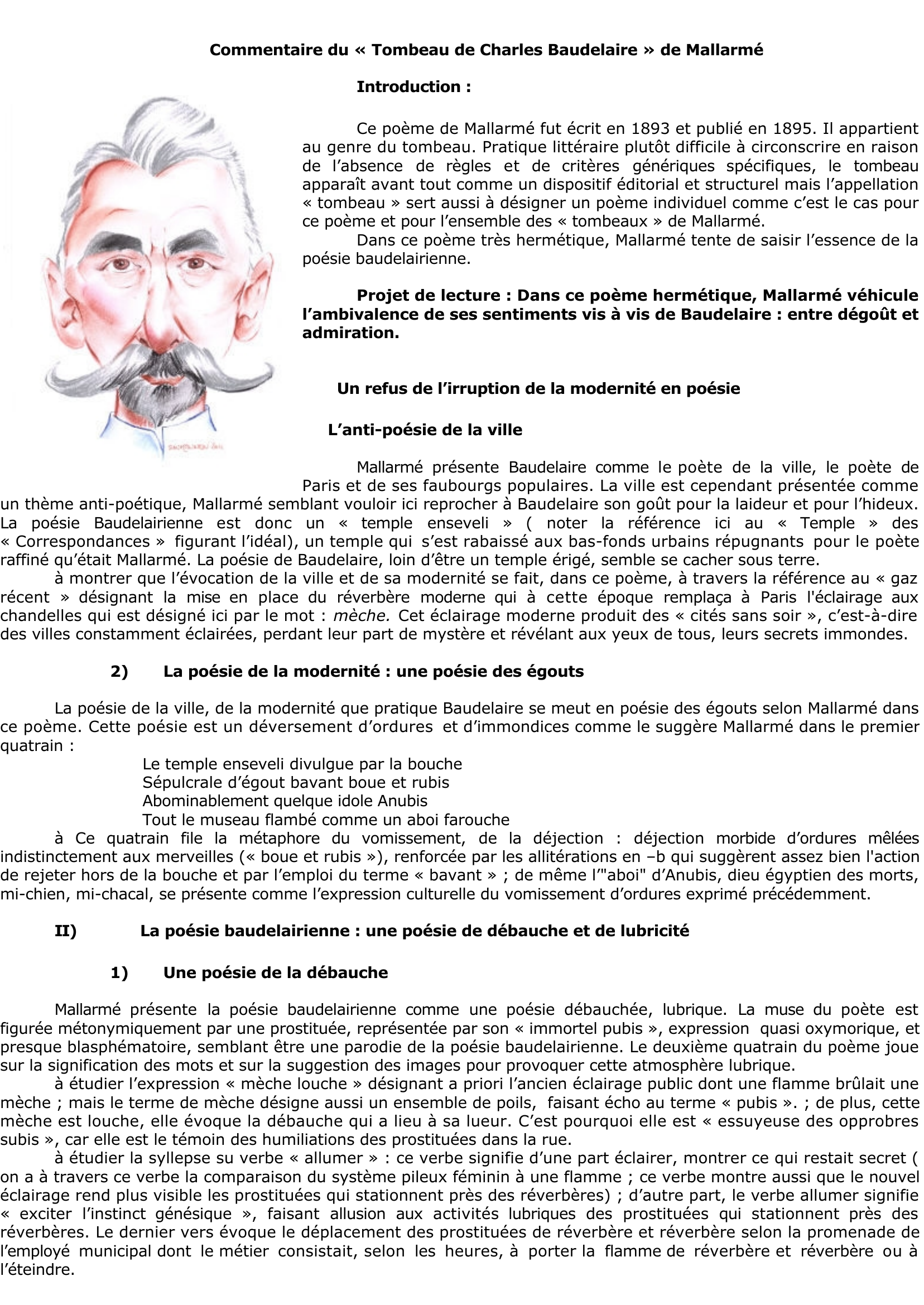 Prévisualisation du document Commentaire du « Tombeau de Charles Baudelaire » de Mallarmé
