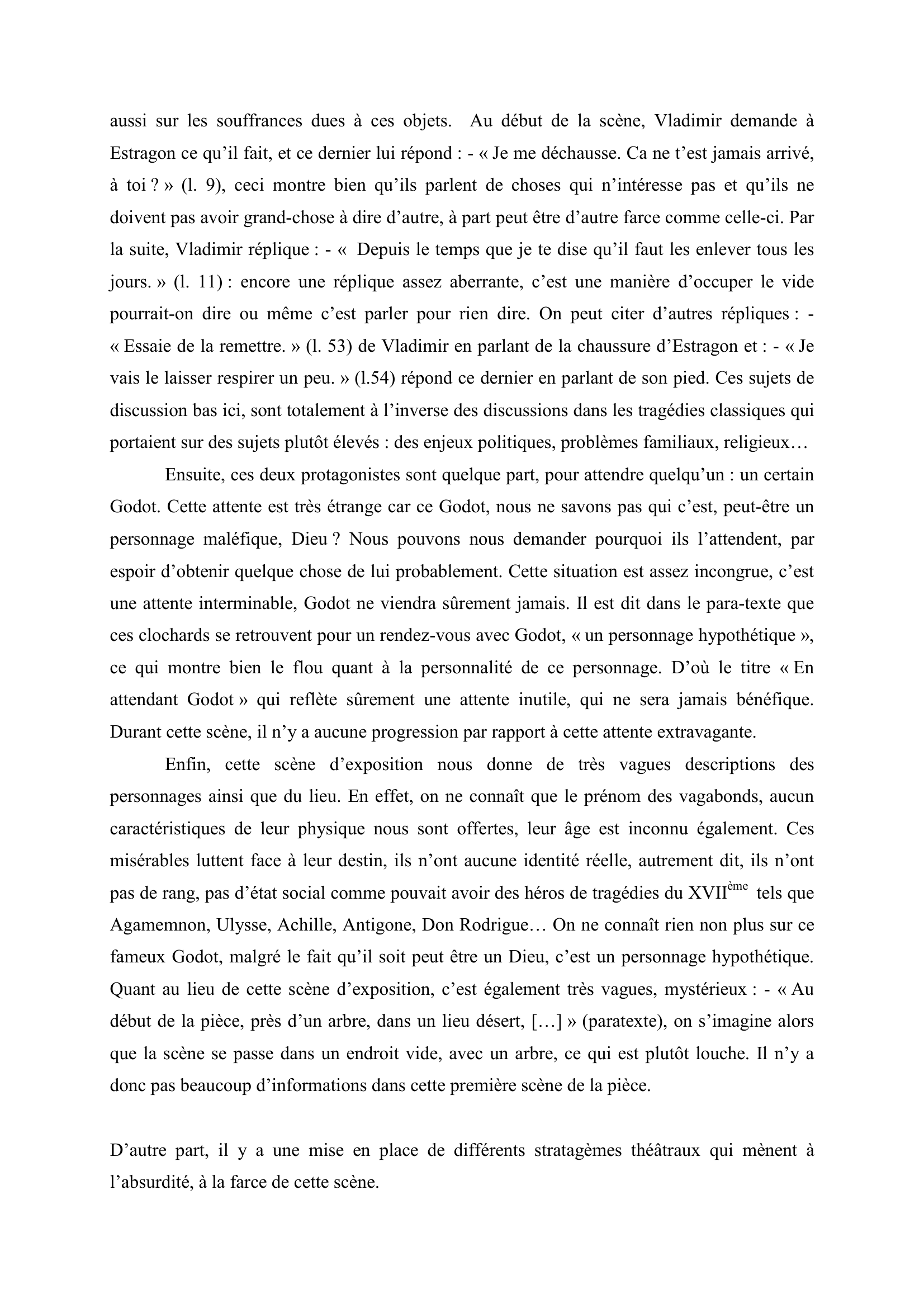 Prévisualisation du document Commentaire : « En attendant Godot » de S.Beckett: la scène d'exposition