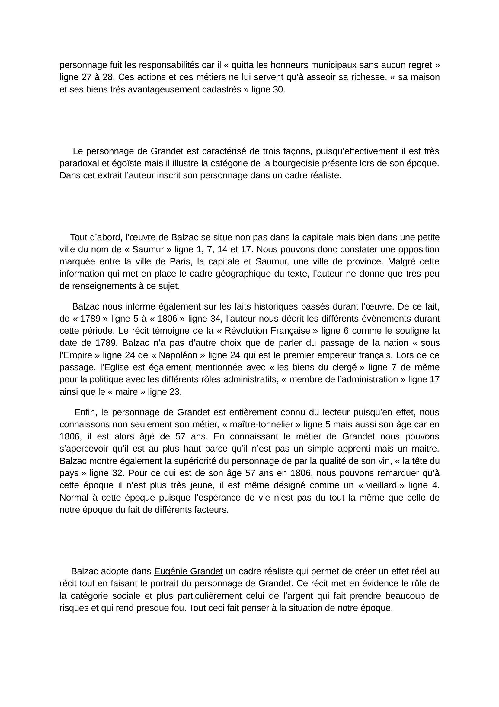 Prévisualisation du document Commentaire Eugénie Grandet, Balzac