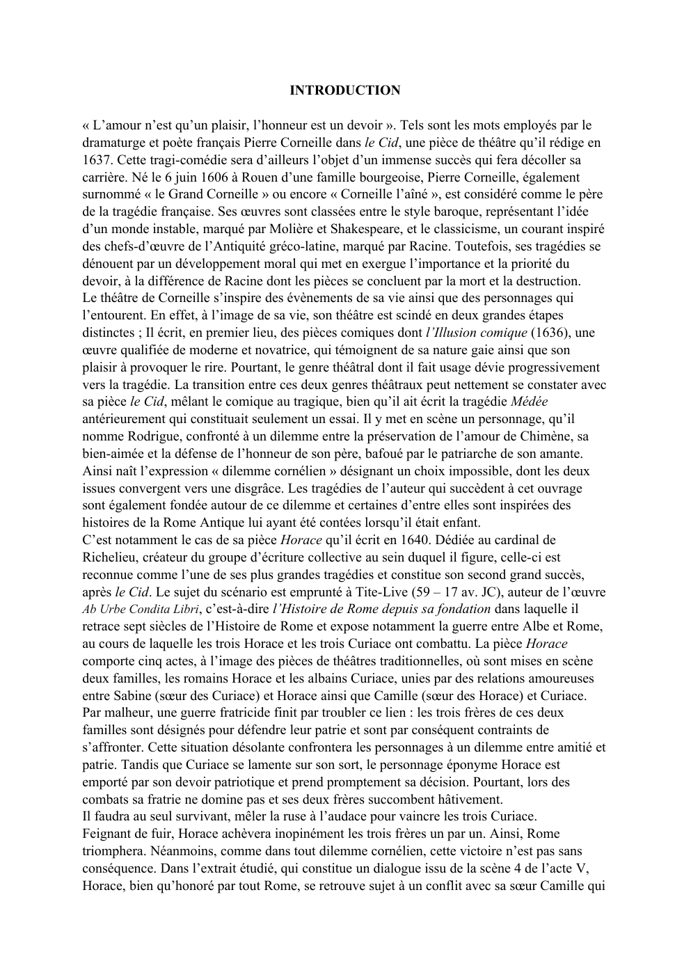 Prévisualisation du document commentaire Horace Corneille